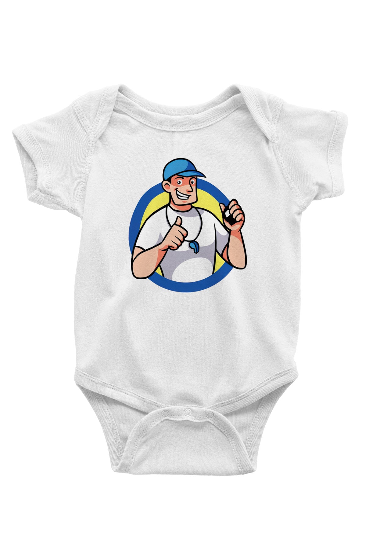 Hakem Baskılı Beyaz Unisex Bebek Body - Zıbın
