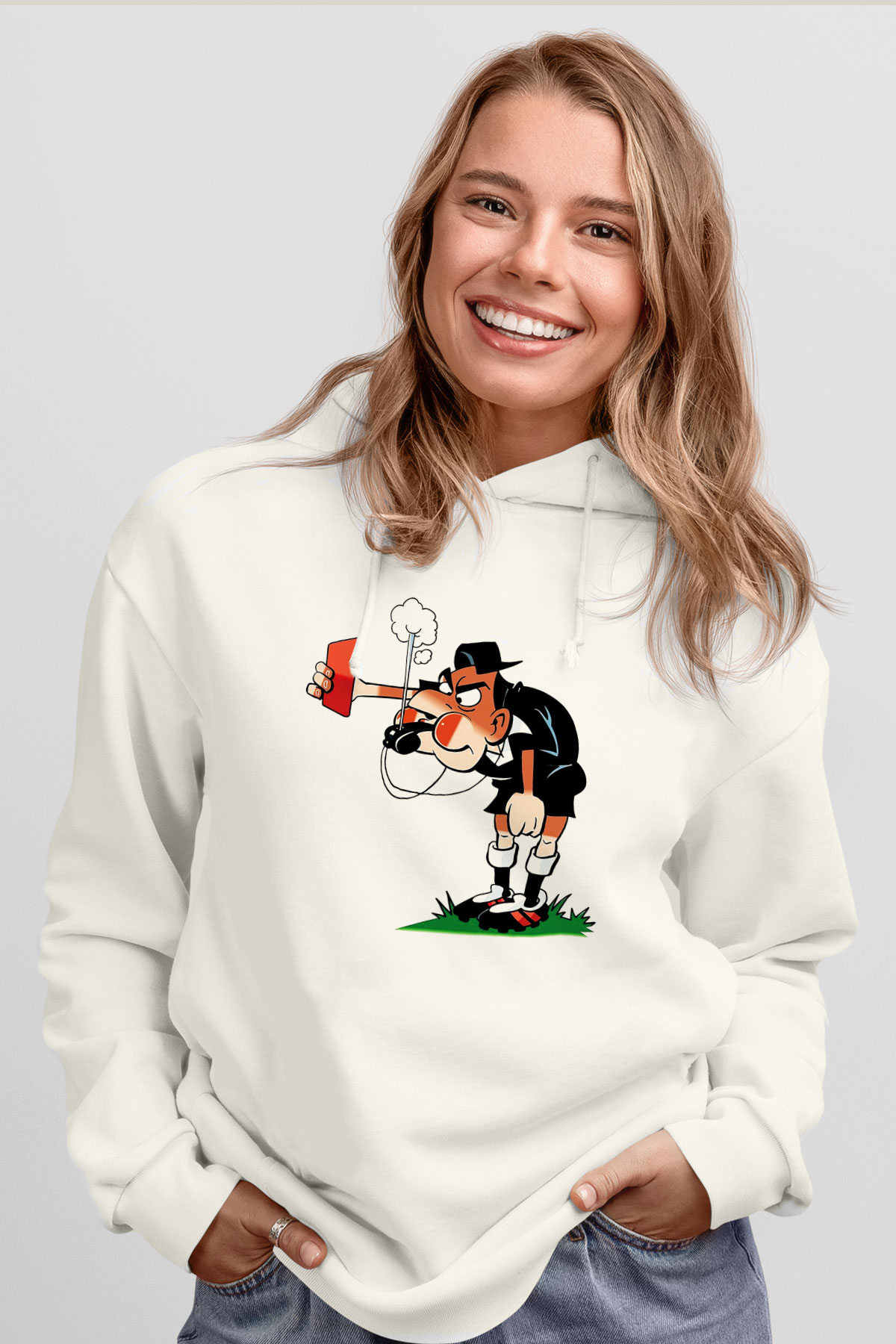 Hakem Beyaz Unisex Hoodie