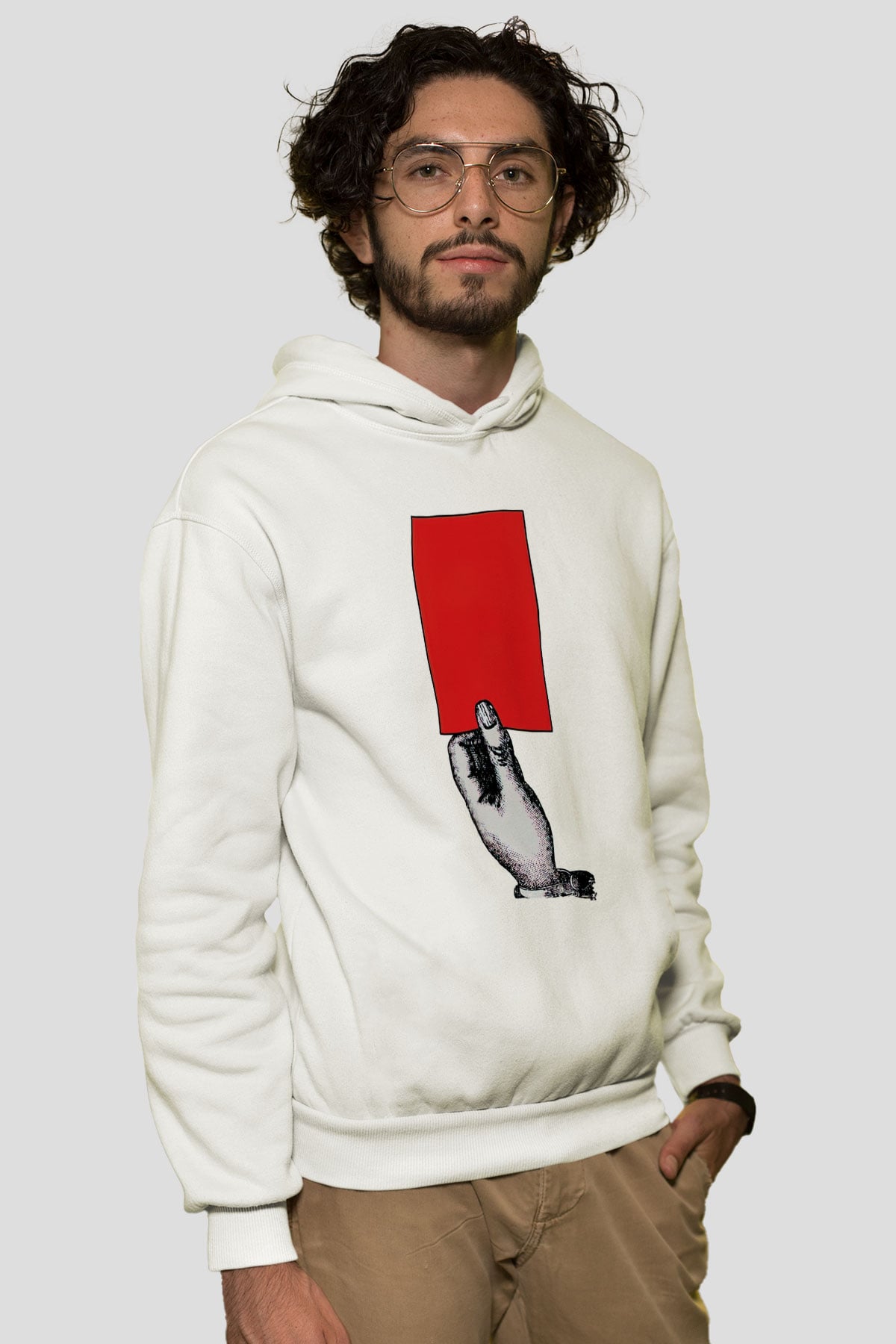 Hakem Beyaz Unisex Kapüşonlu Sweatshirt