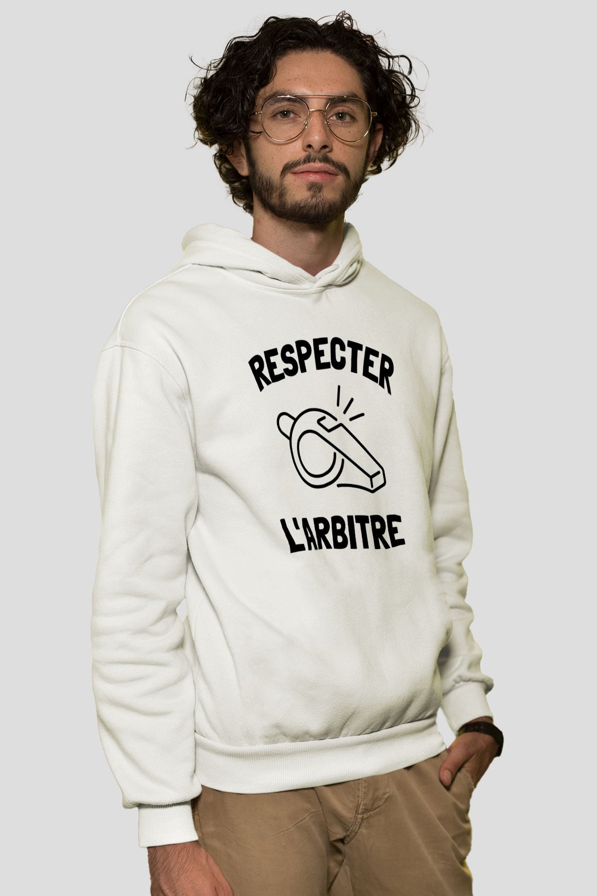 Hakem Beyaz Unisex Kapüşonlu Sweatshirt