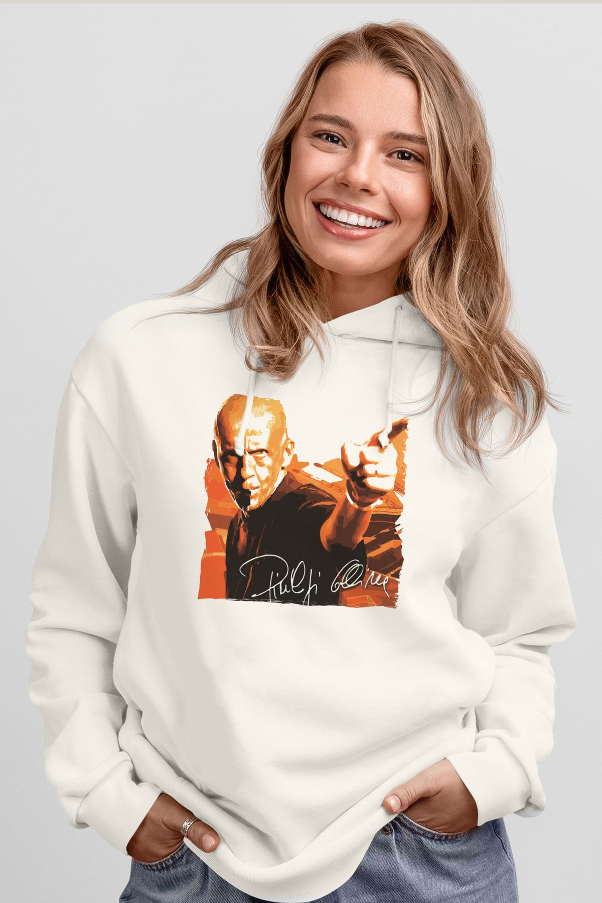 Hakem Beyaz Unisex Kapüşonlu Sweatshirt