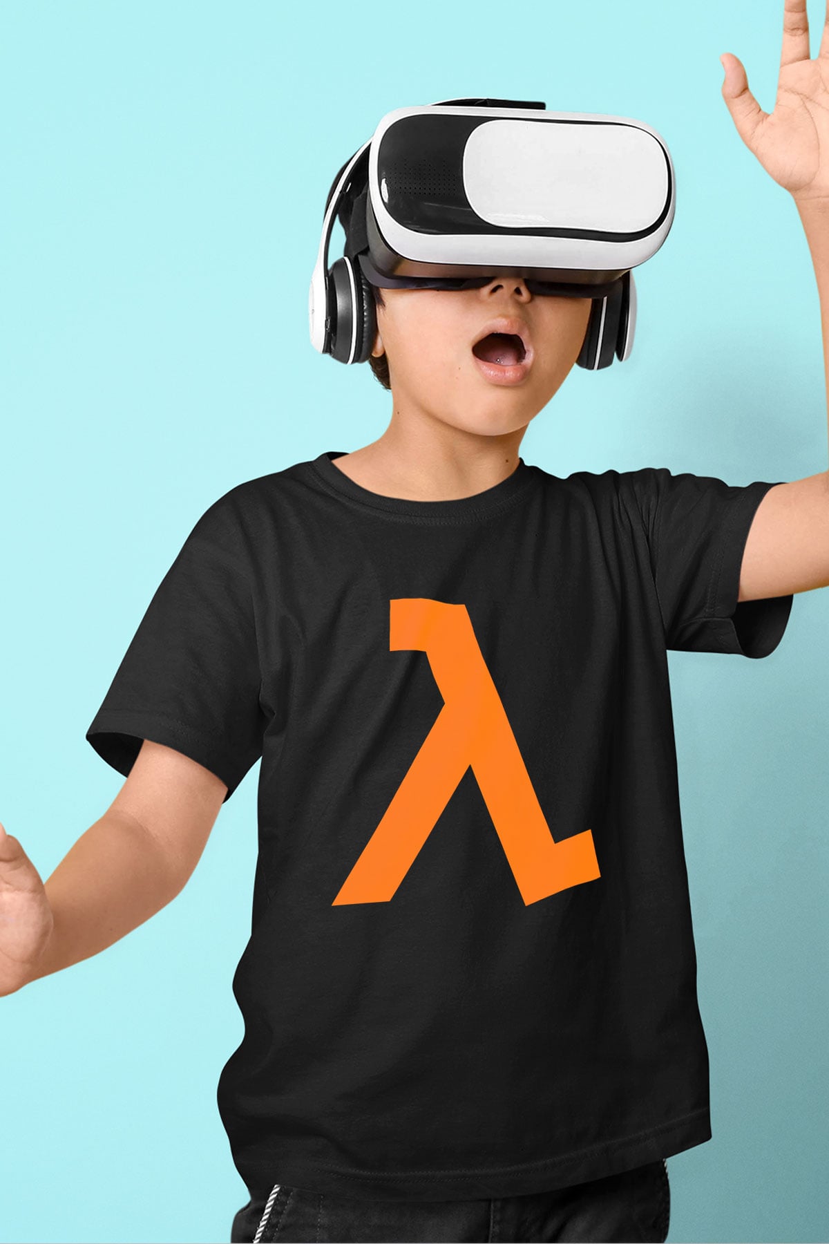 Half-Life Baskılı Siyah Unisex Çocuk Tişört