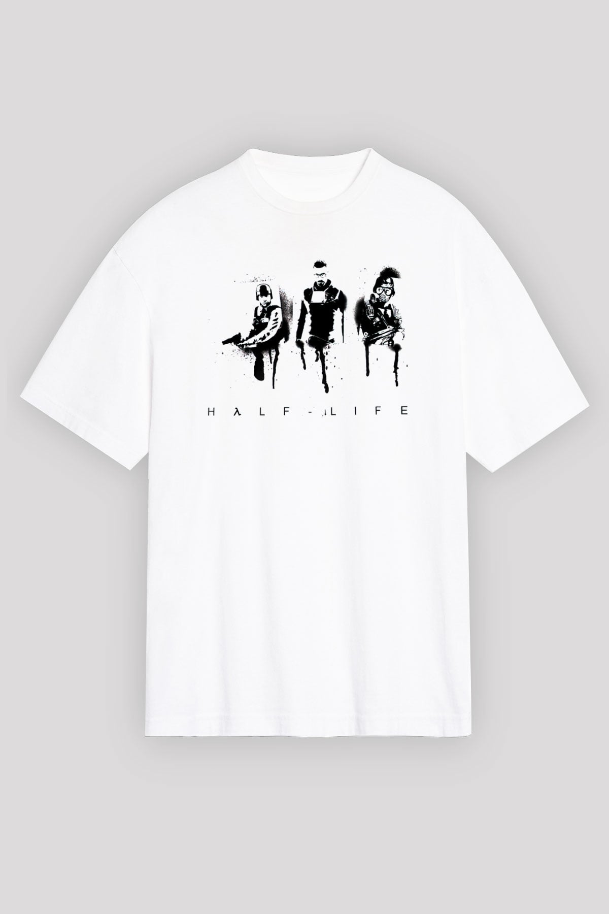 Half-Life Beyaz Unisex Oversize Tişört T-Shirt