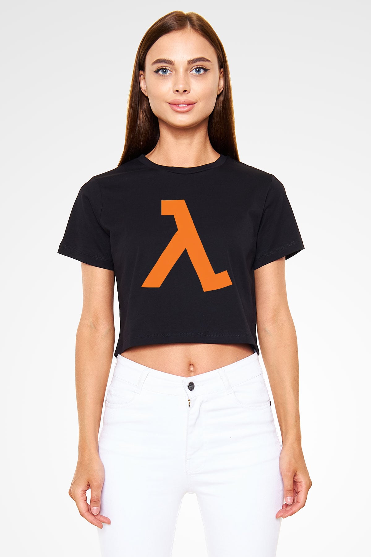 Half-Life Siyah Crop Top Tişört
