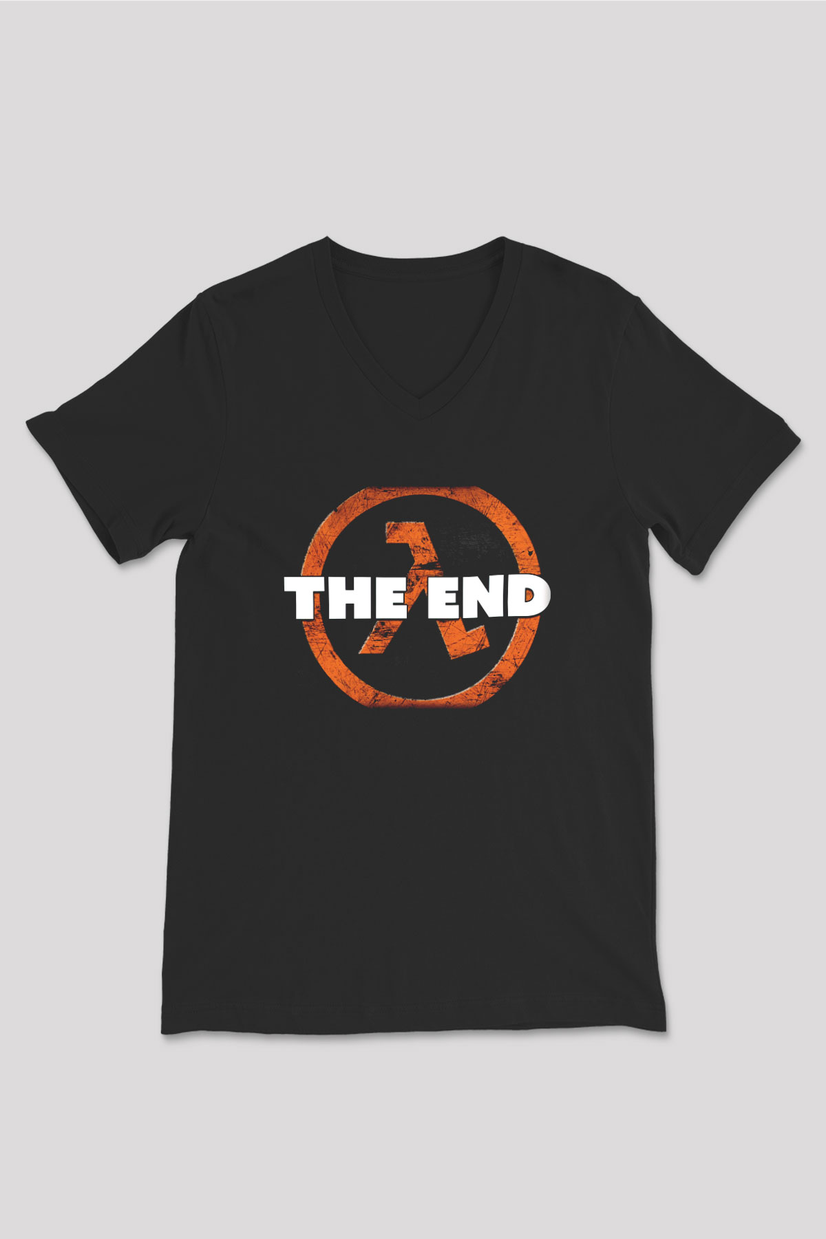Half-Life Siyah Unisex V Yaka Tişört T-Shirt