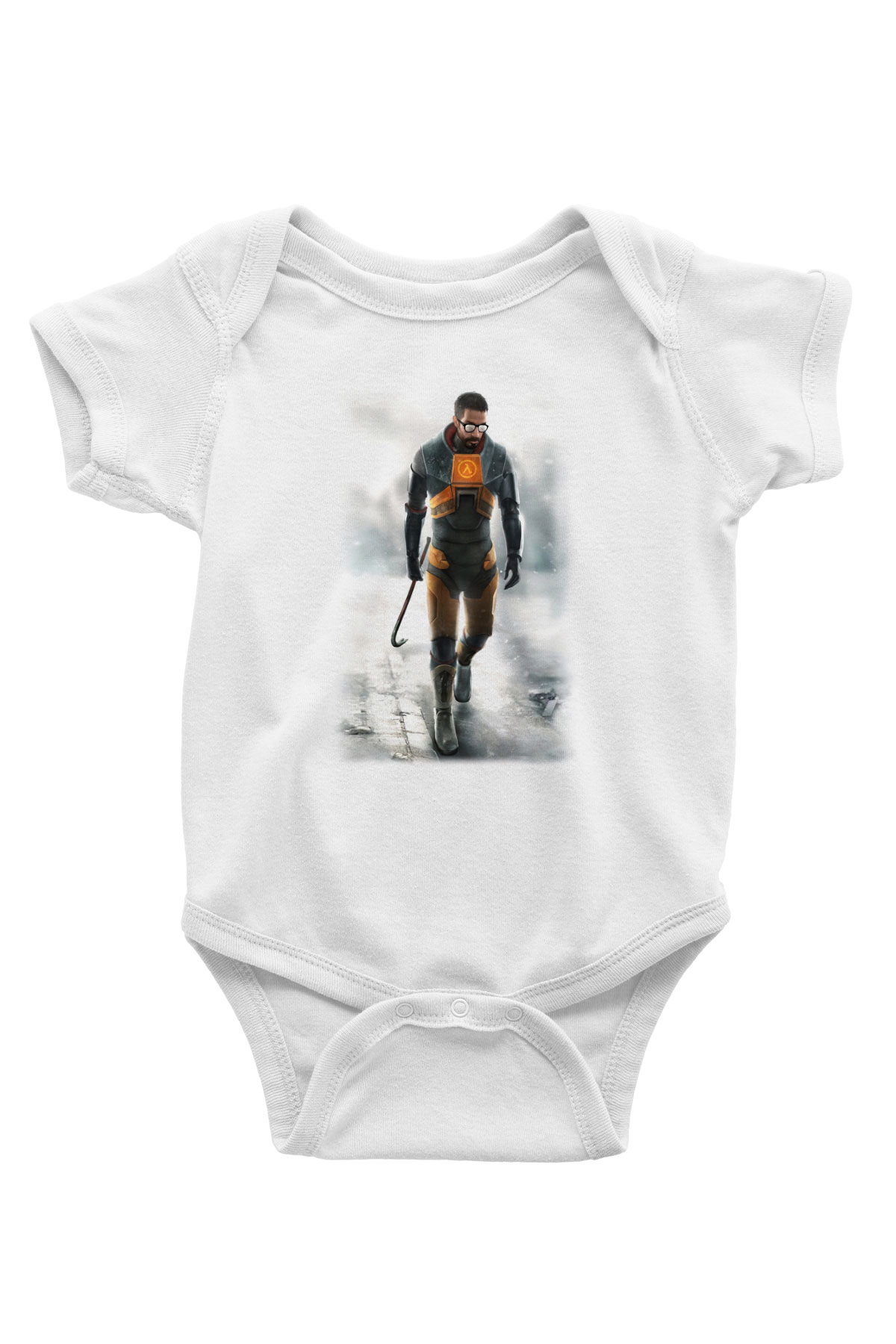HalfLife Baskılı Beyaz Unisex Bebek Body - Zıbın