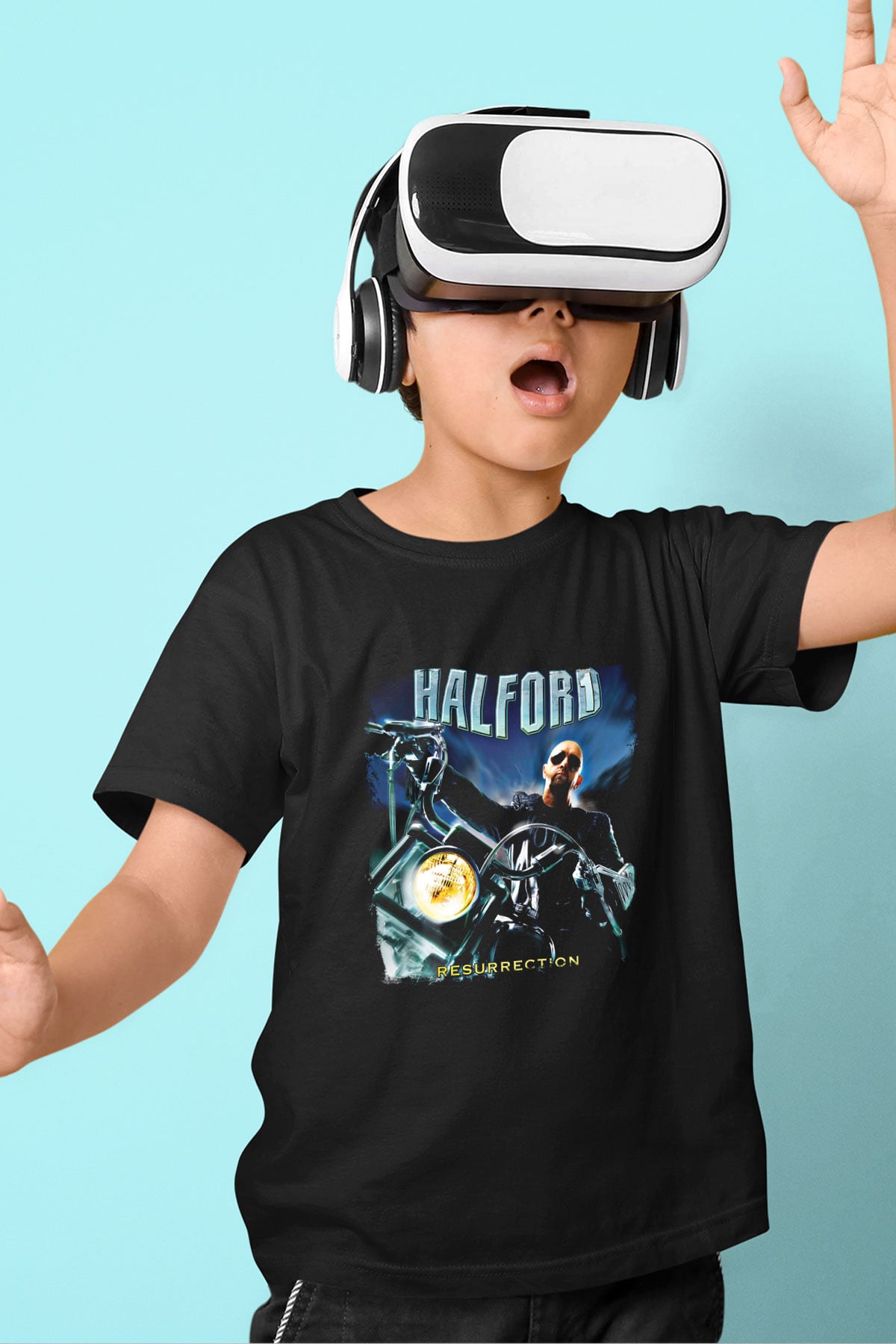 Halford Baskılı Unisex Siyah Çocuk Tişört