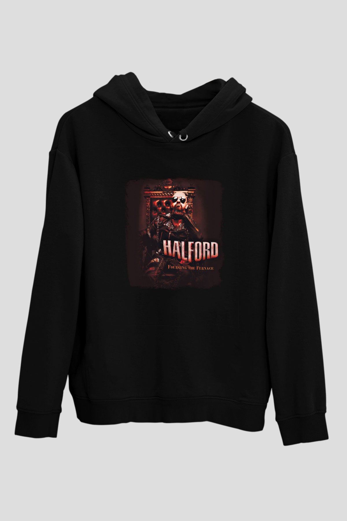 Halford Baskılı Unisex Siyah Hoodie