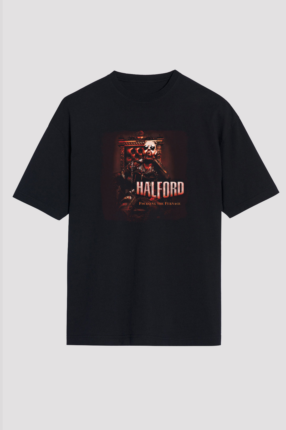 Halford Baskılı Unisex Siyah Oversize Tişört