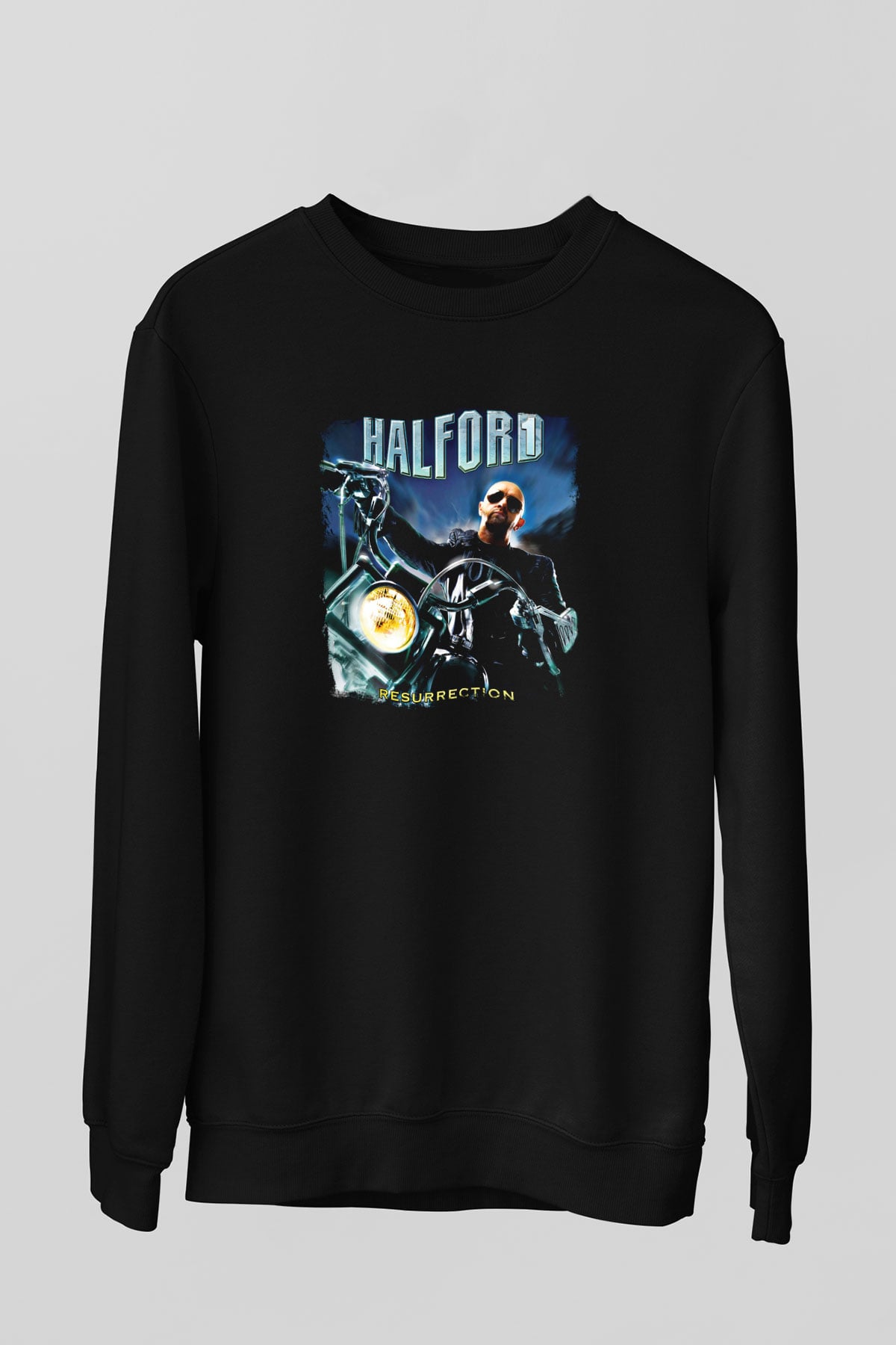 Halford Baskılı Unisex Siyah Sweatshirt