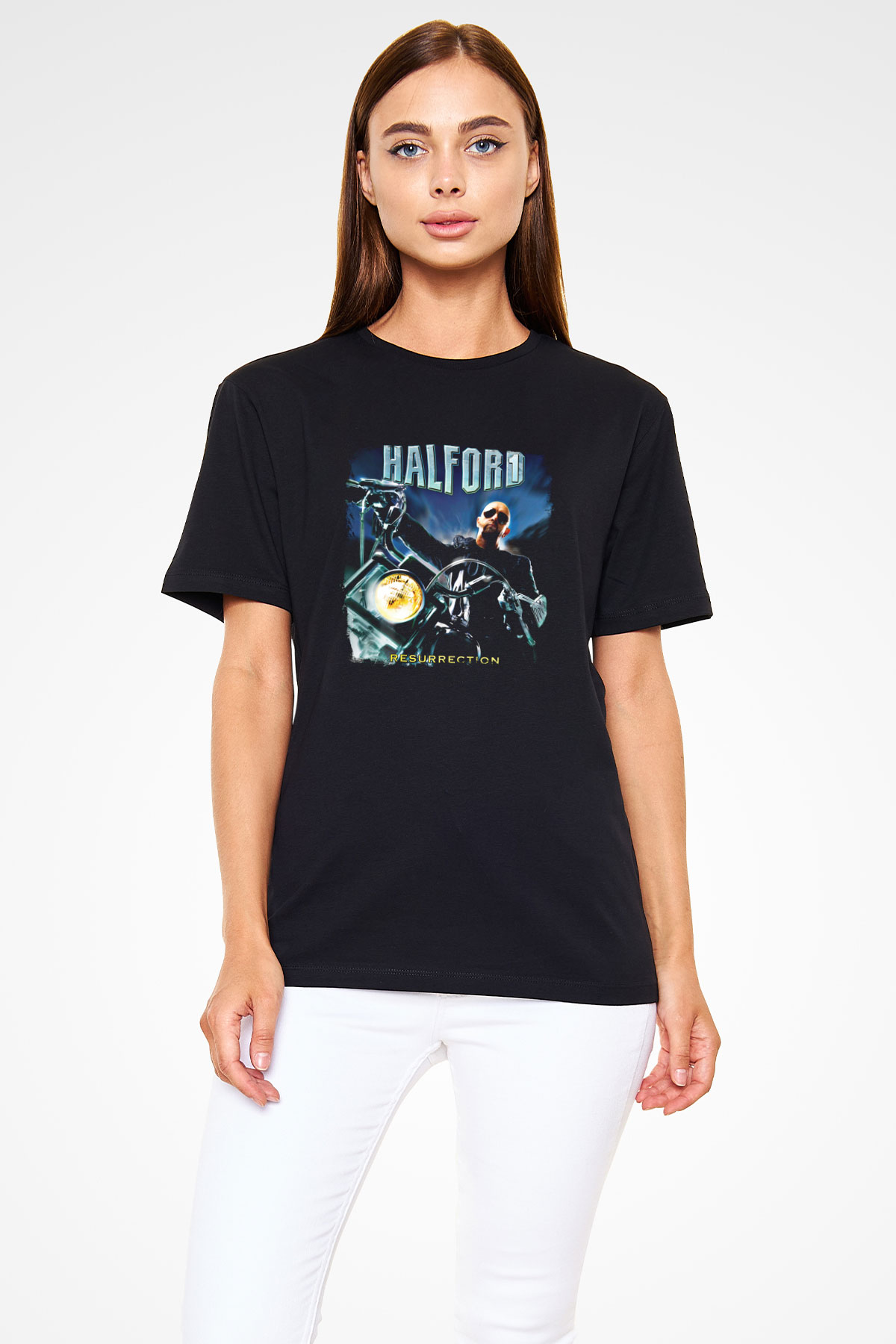 Halford Baskılı Unisex Siyah Tişört