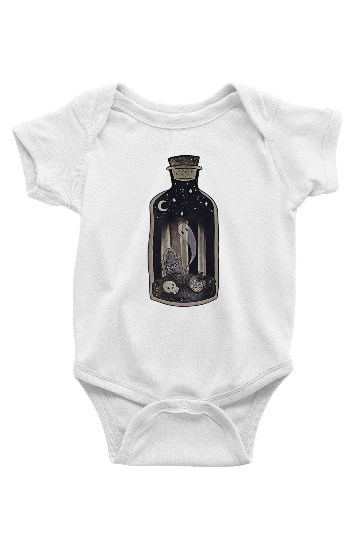 Halloween Baskılı Beyaz Unisex Bebek Body - Zıbın