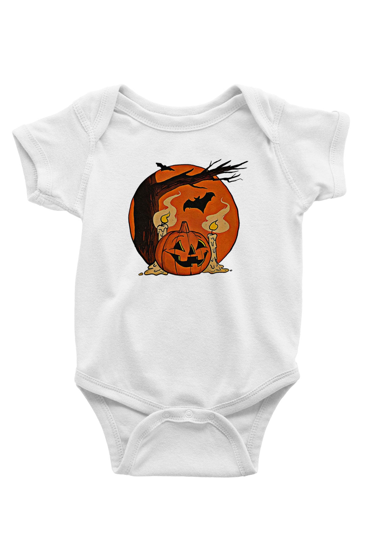 Halloween Baskılı Beyaz Unisex Bebek Body - Zıbın