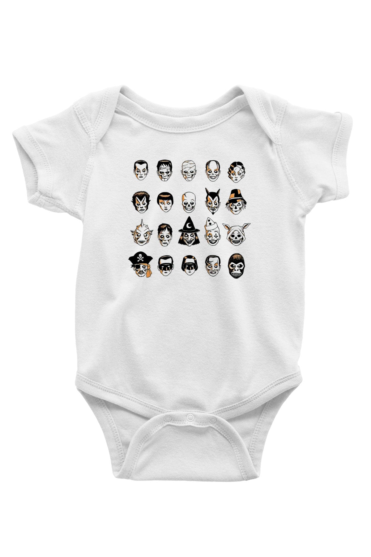 Halloween Baskılı Beyaz Unisex Bebek Body - Zıbın