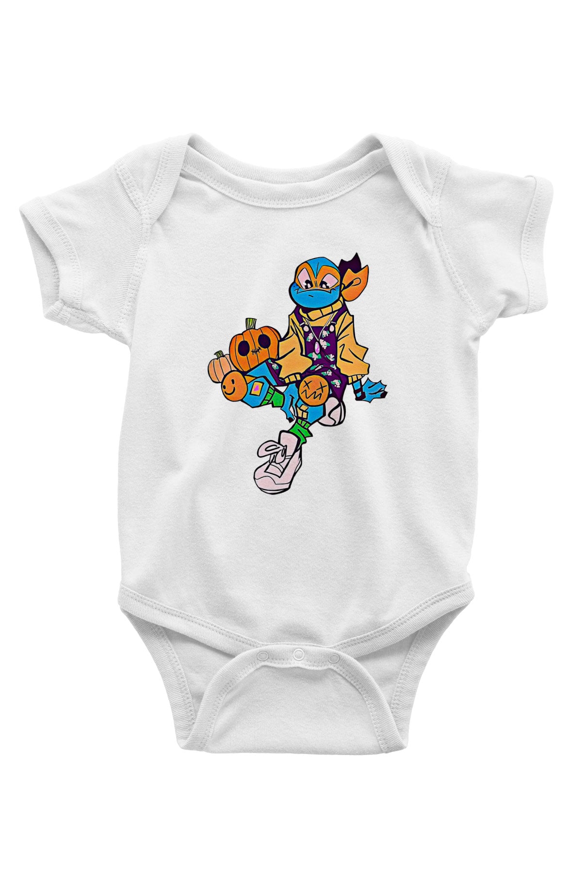 Halloween Baskılı Beyaz Unisex Bebek Body - Zıbın