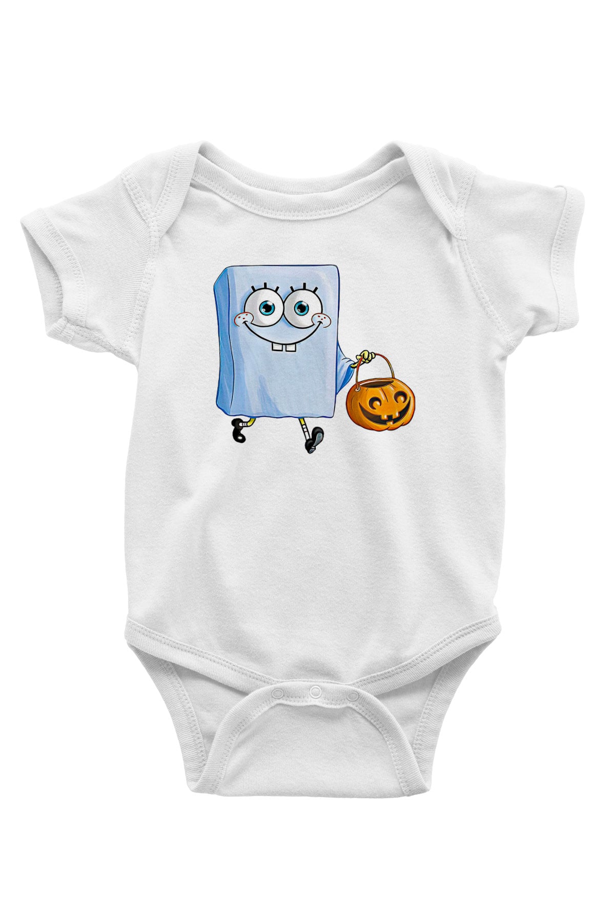 Halloween Baskılı Beyaz Unisex Bebek Body - Zıbın