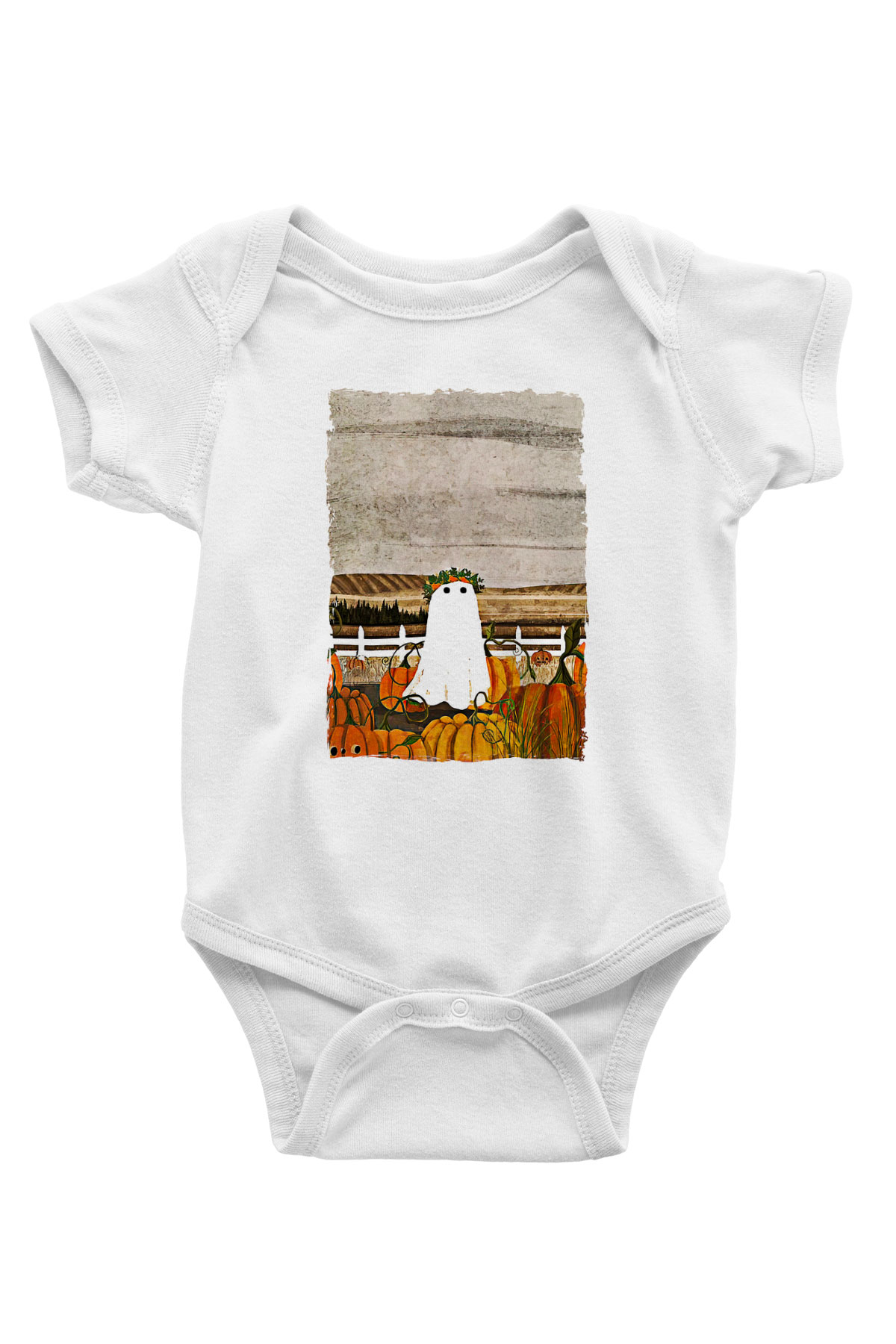 Halloween Baskılı Beyaz Unisex Bebek Body - Zıbın