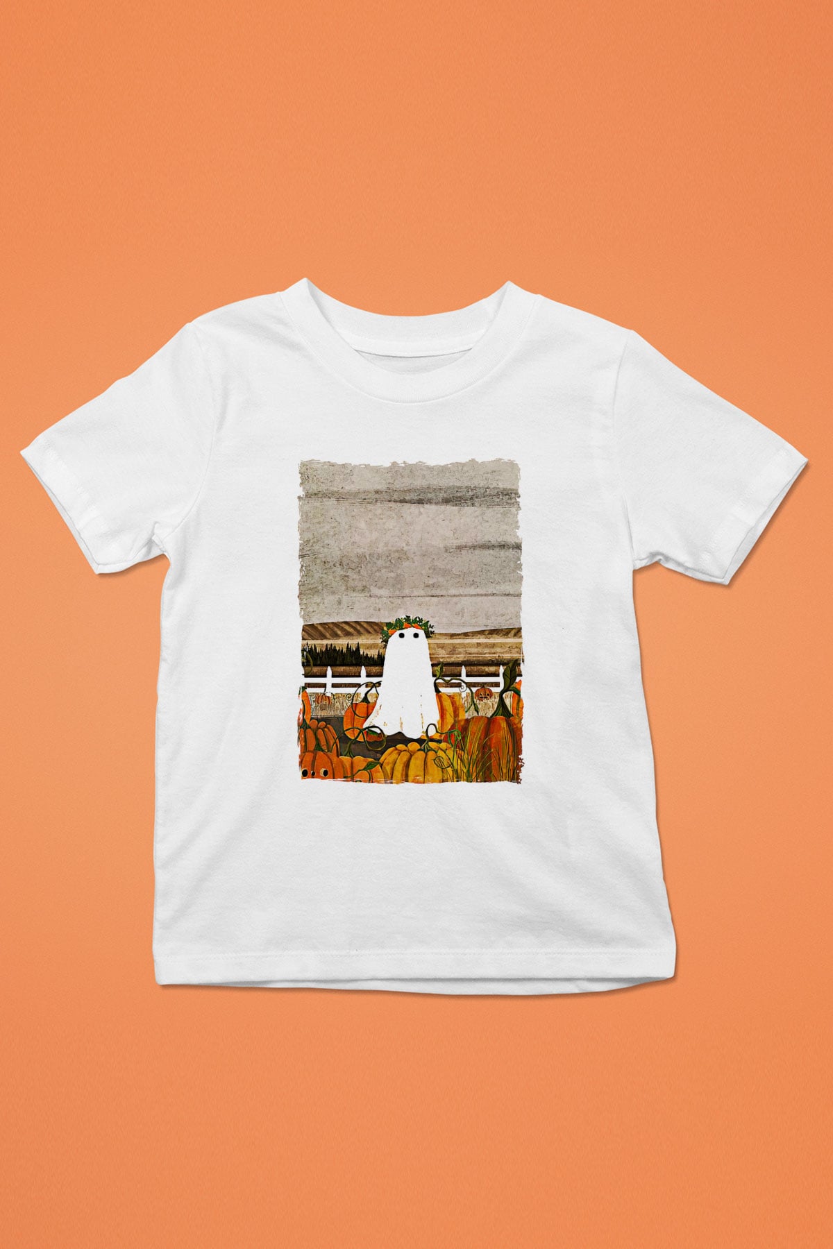 Halloween Baskılı Beyaz Unisex Beyaz Çocuk Tişört - Tshirt