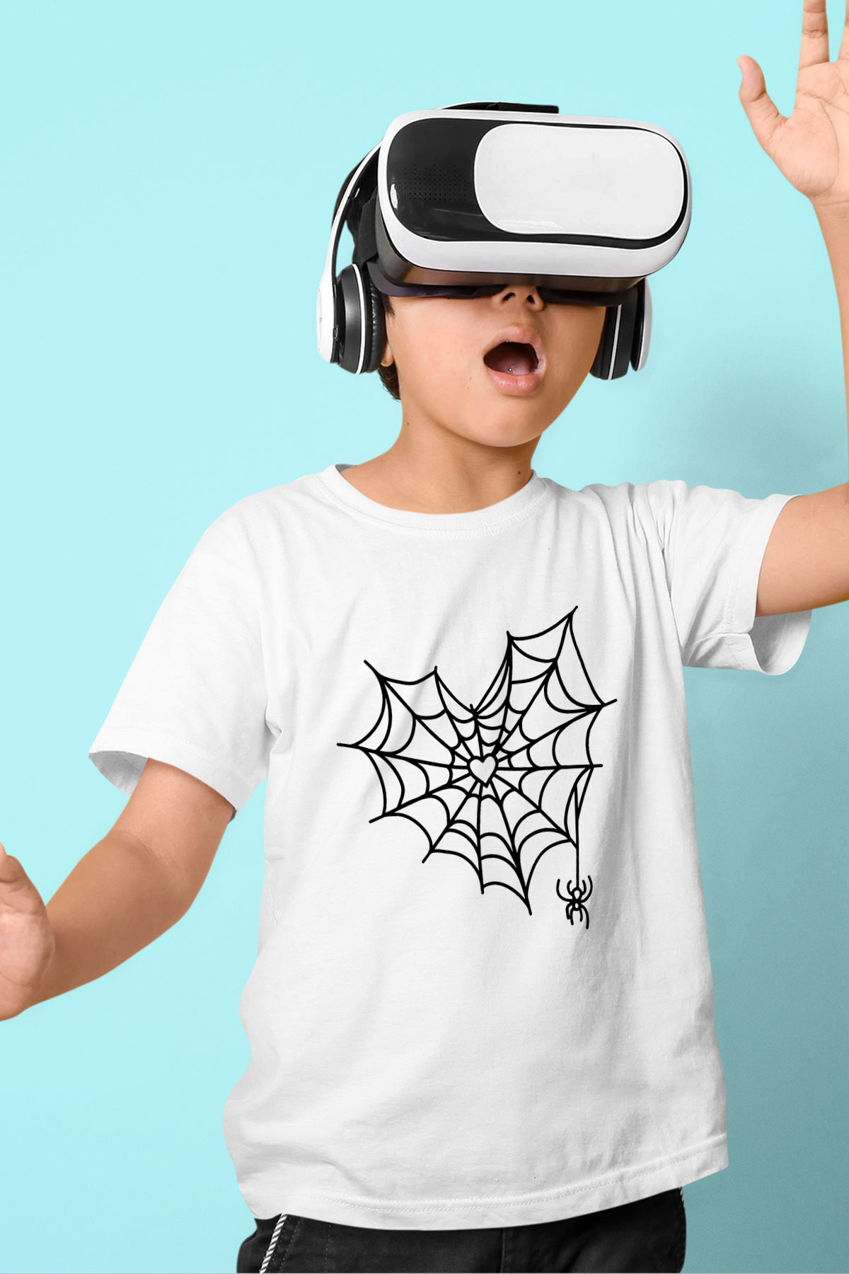 Halloween Baskılı Beyaz Unisex Beyaz Çocuk Tişört - Tshirt