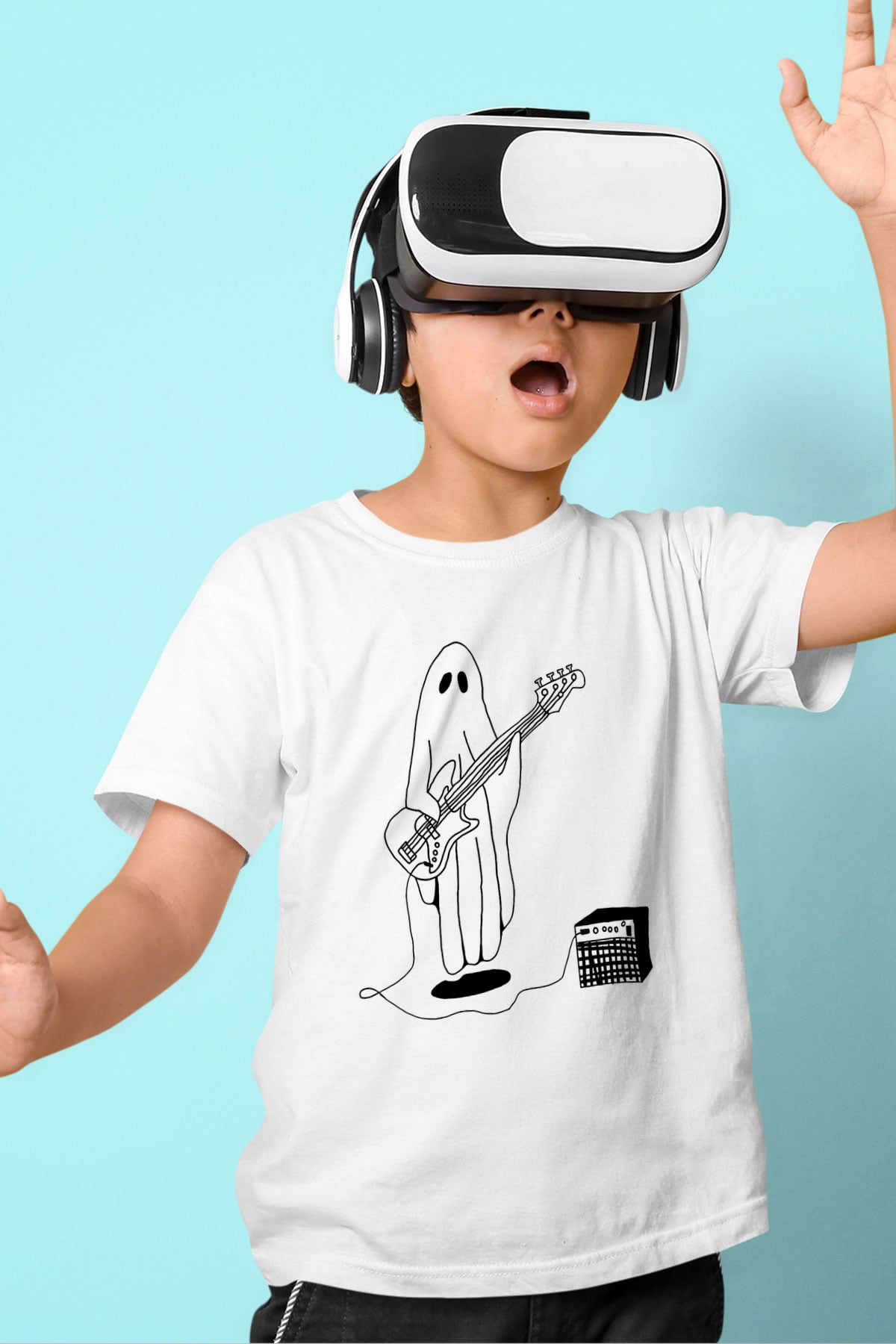 Halloween Baskılı Beyaz Unisex Beyaz Çocuk Tişört - Tshirt