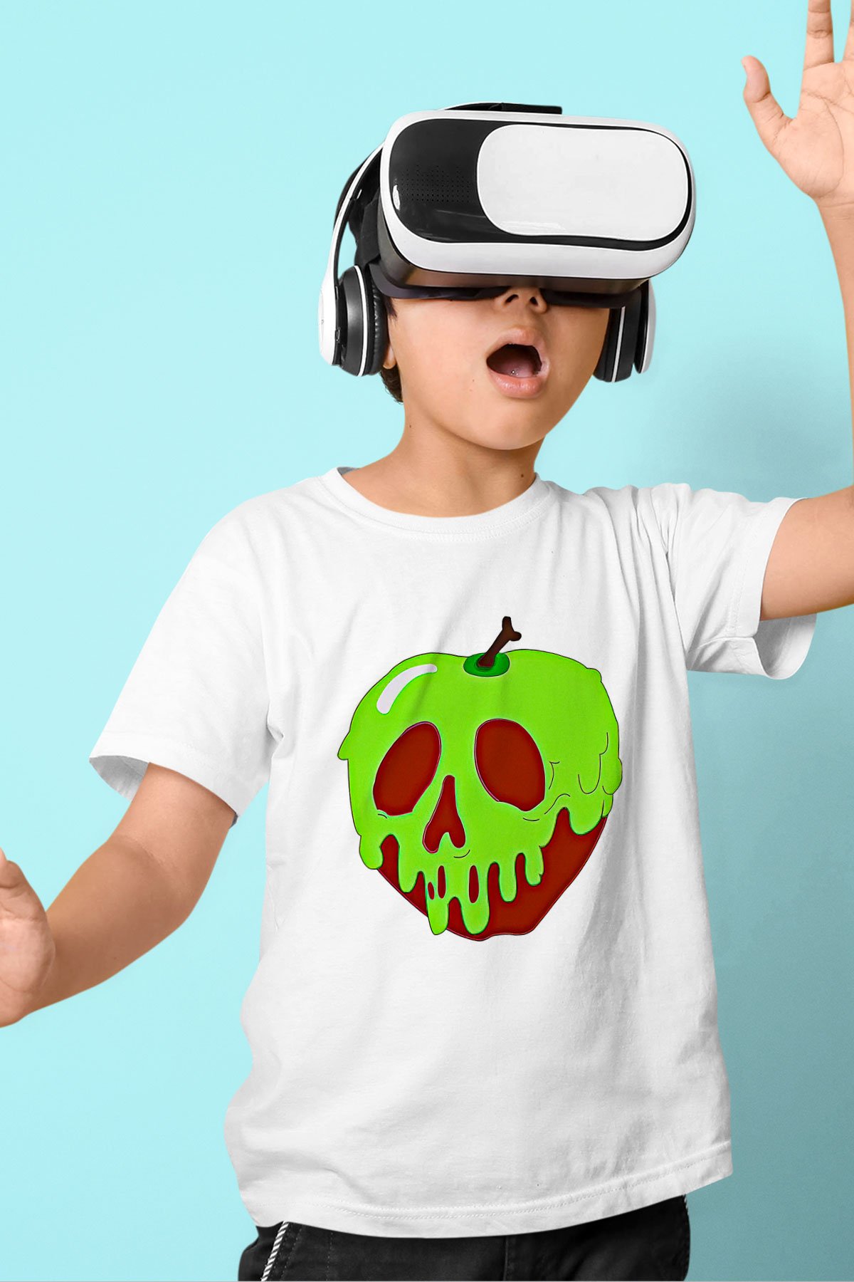 Halloween Baskılı Beyaz Unisex Beyaz Çocuk Tişört - Tshirt