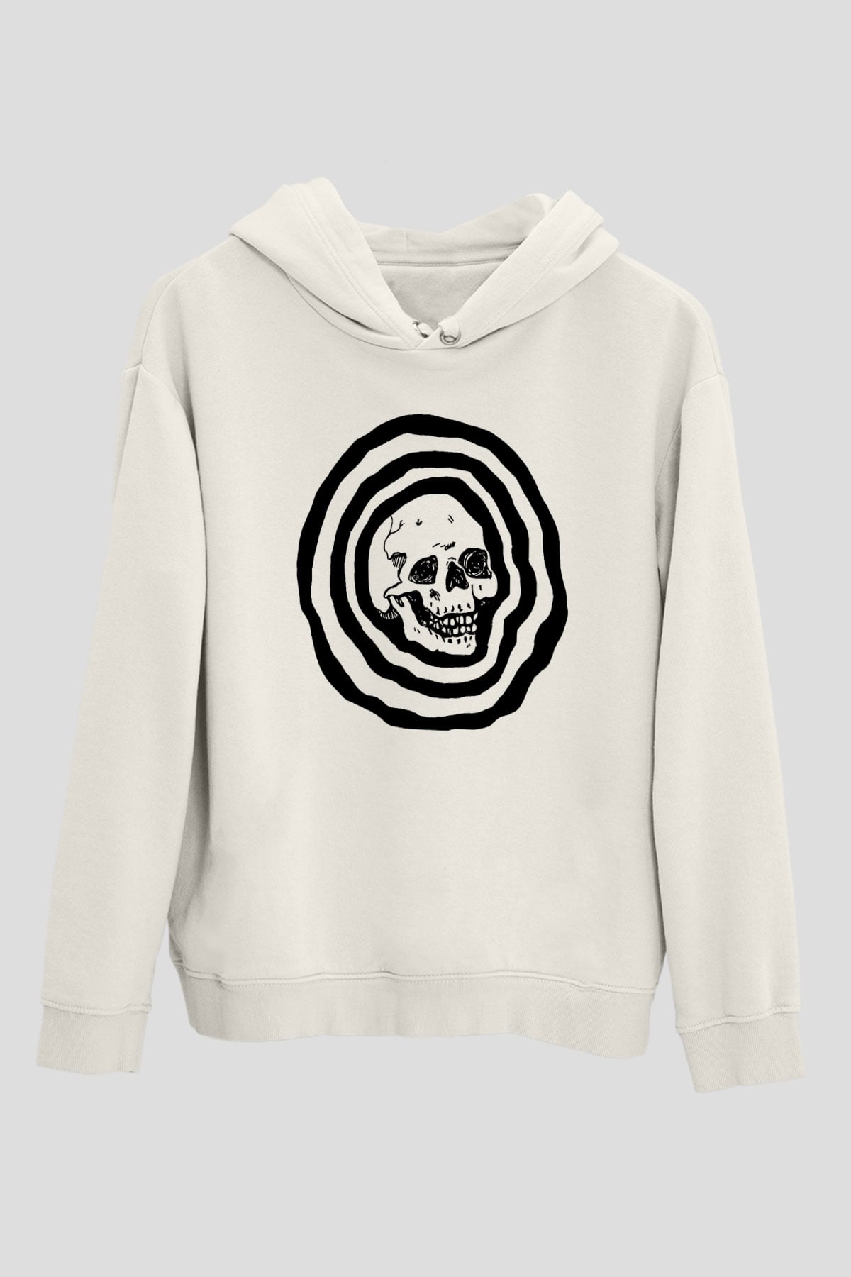 Halloween Baskılı Beyaz Unisex Kapüşonlu Sweatshirt