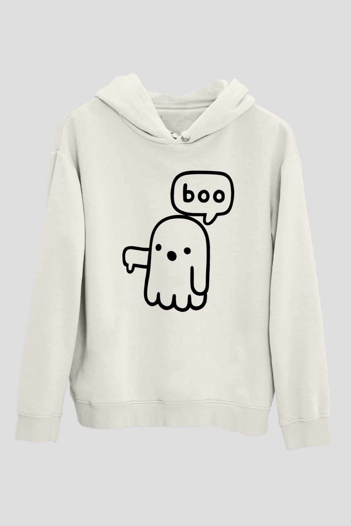 Halloween Baskılı Beyaz Unisex Kapüşonlu Sweatshirt