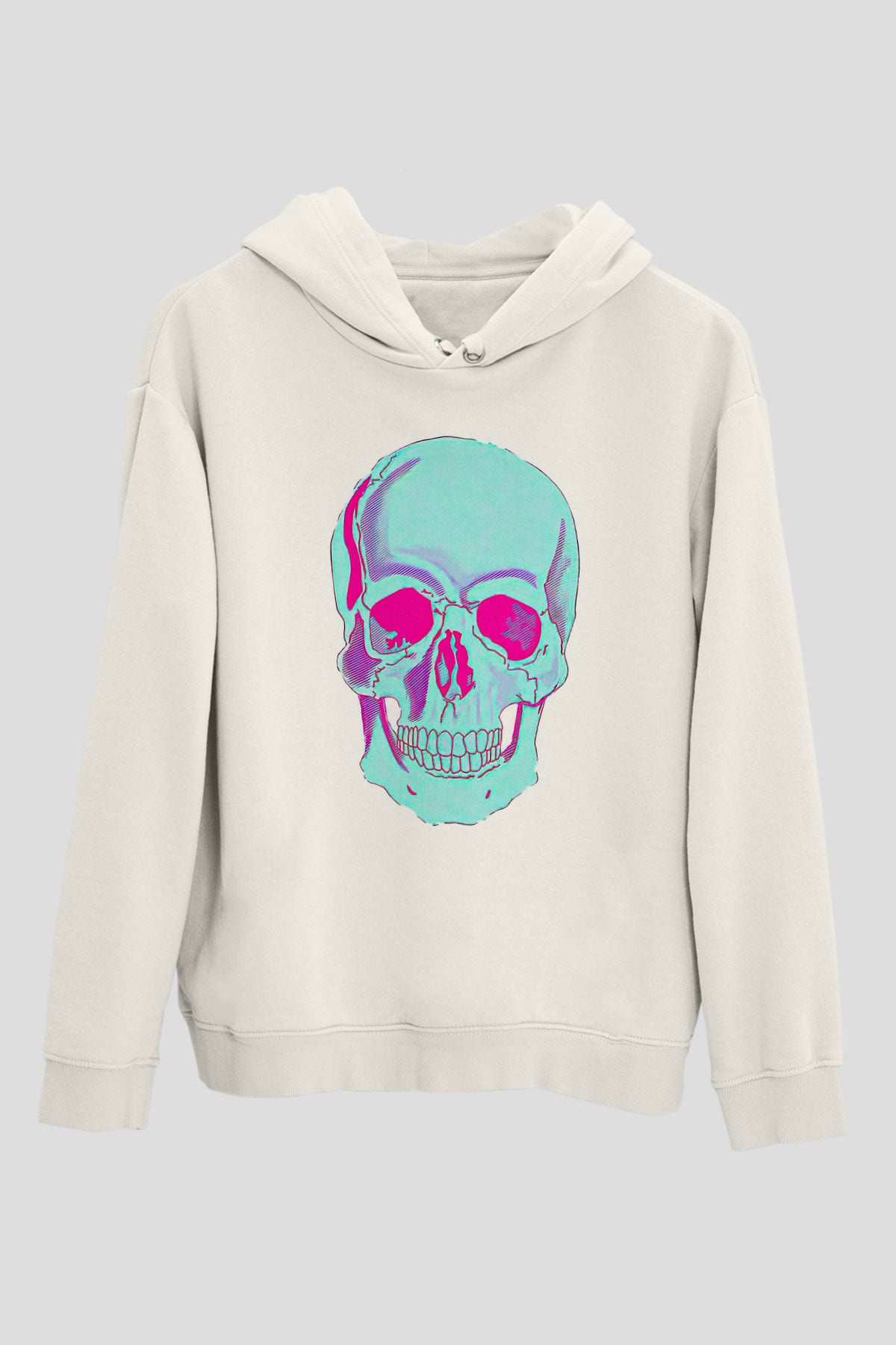 Halloween Baskılı Beyaz Unisex Kapüşonlu Sweatshirt