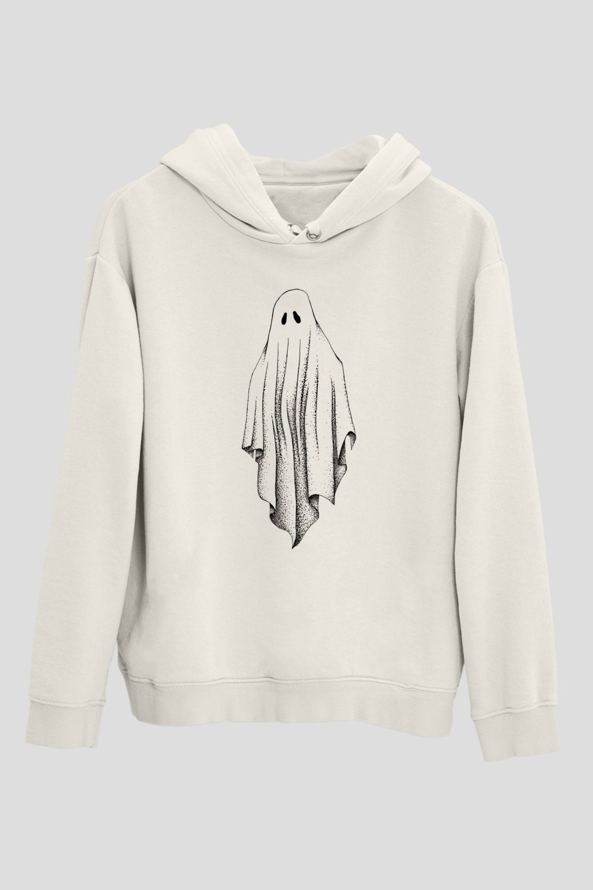 Halloween Baskılı Beyaz Unisex Kapüşonlu Sweatshirt
