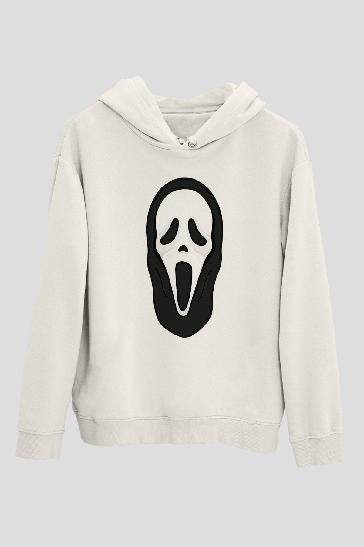 Halloween Baskılı Beyaz Unisex Kapüşonlu Sweatshirt