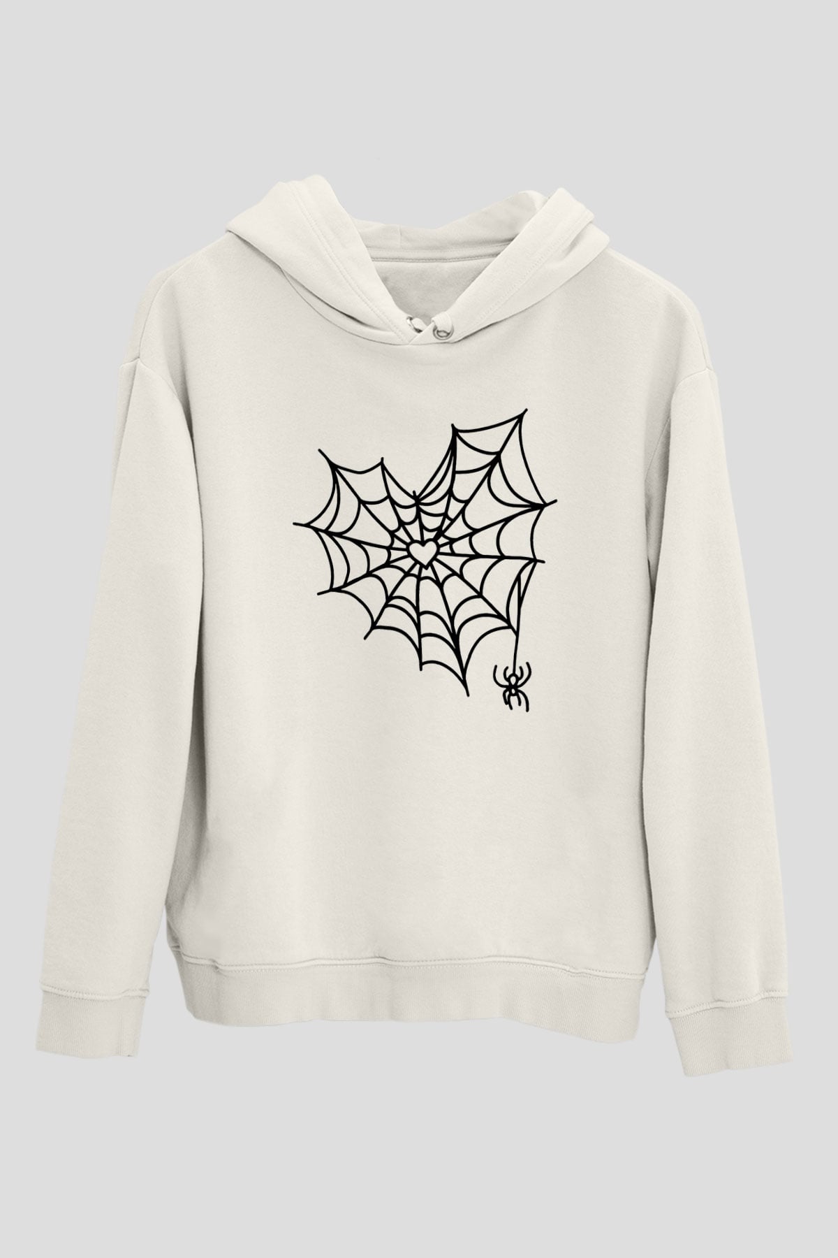 Halloween Baskılı Beyaz Unisex Kapüşonlu Sweatshirt