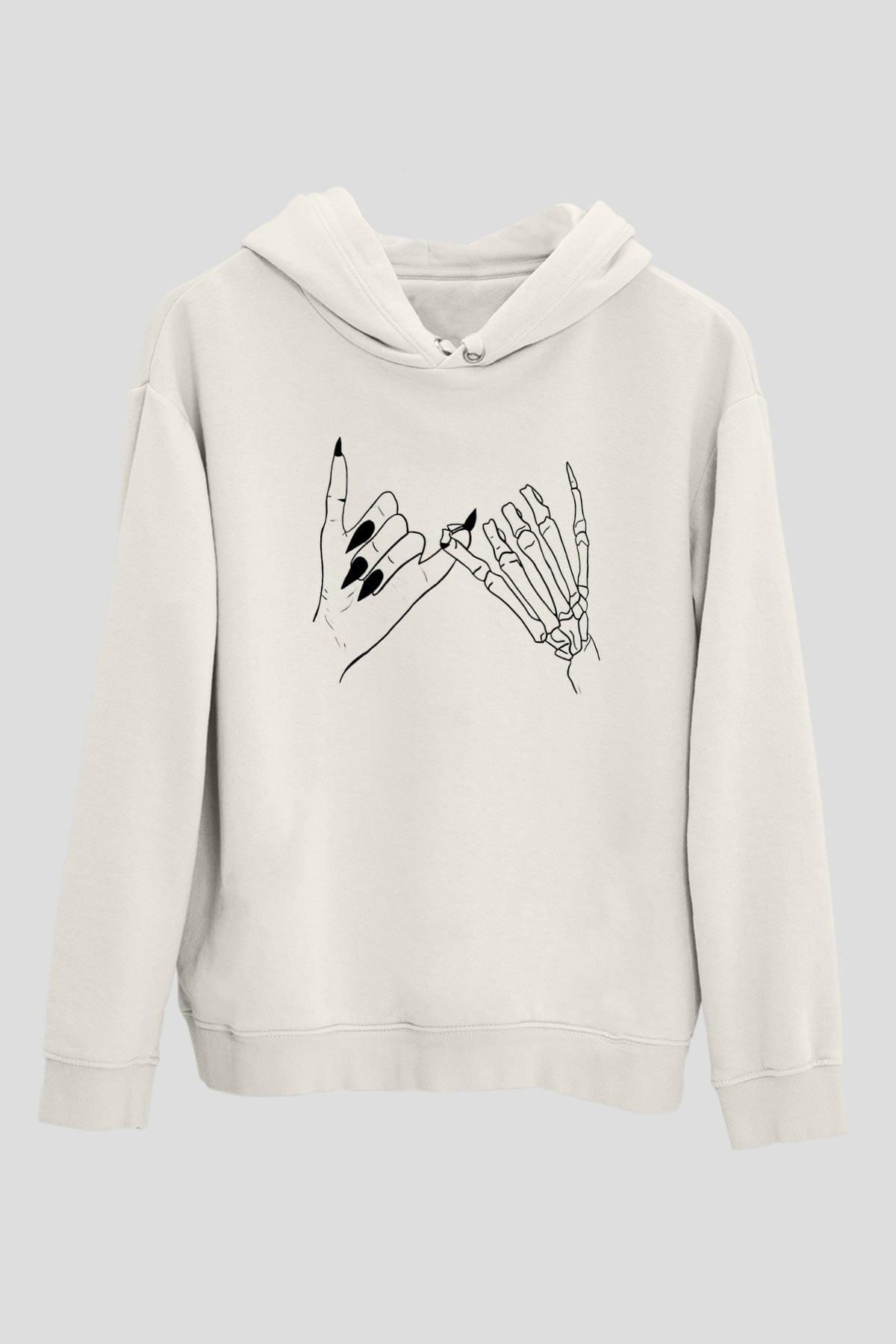 Halloween Baskılı Beyaz Unisex Kapüşonlu Sweatshirt