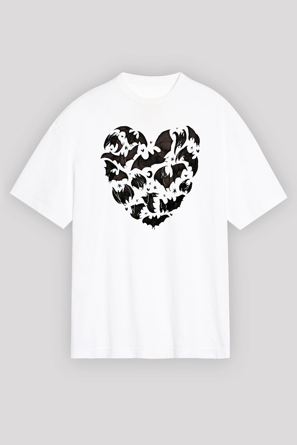 Halloween Baskılı Beyaz Unisex Oversize Tişört - Tshirt