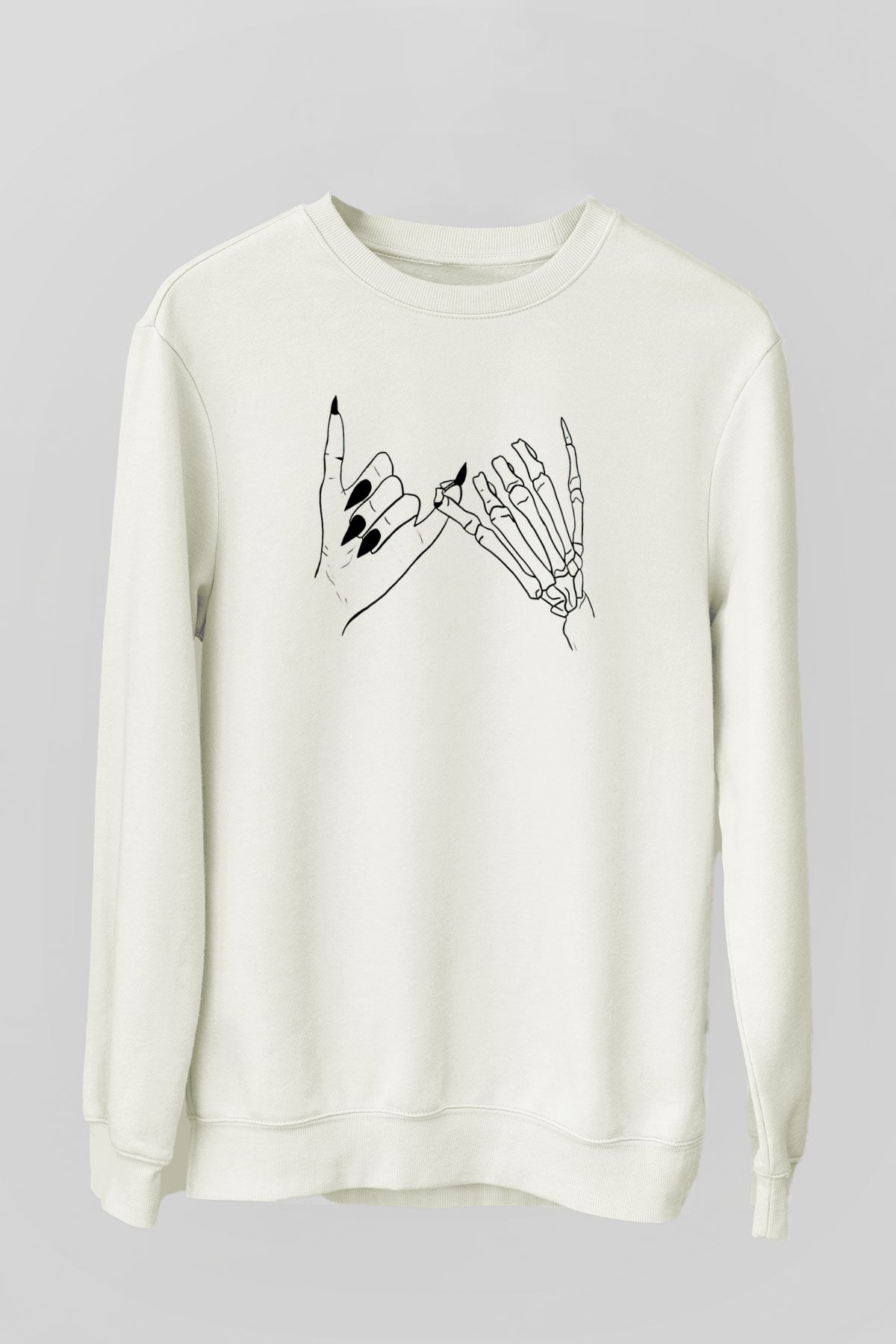 Halloween Baskılı Beyaz Unisex Sweatshirt