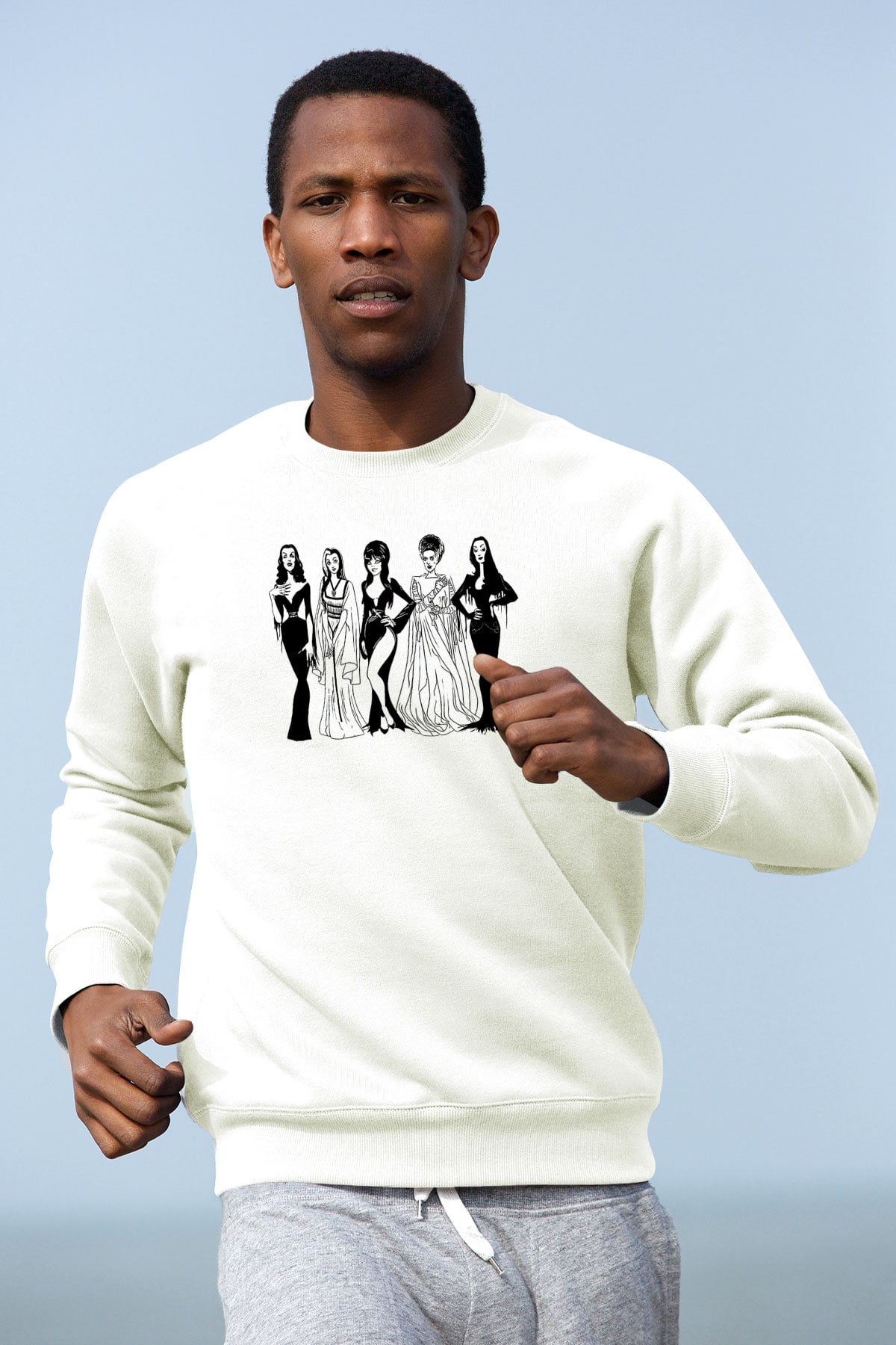 Halloween Baskılı Beyaz Unisex Sweatshirt