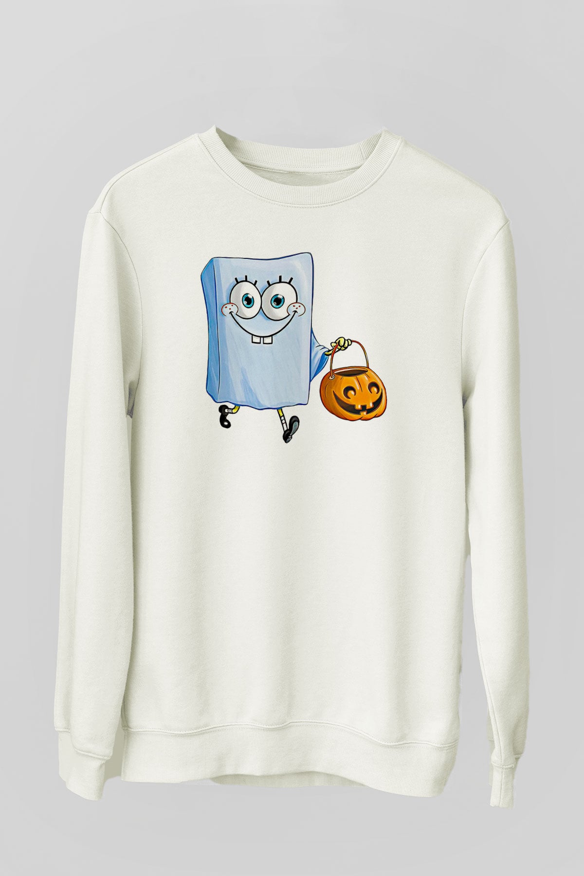 Halloween Baskılı Beyaz Unisex Sweatshirt
