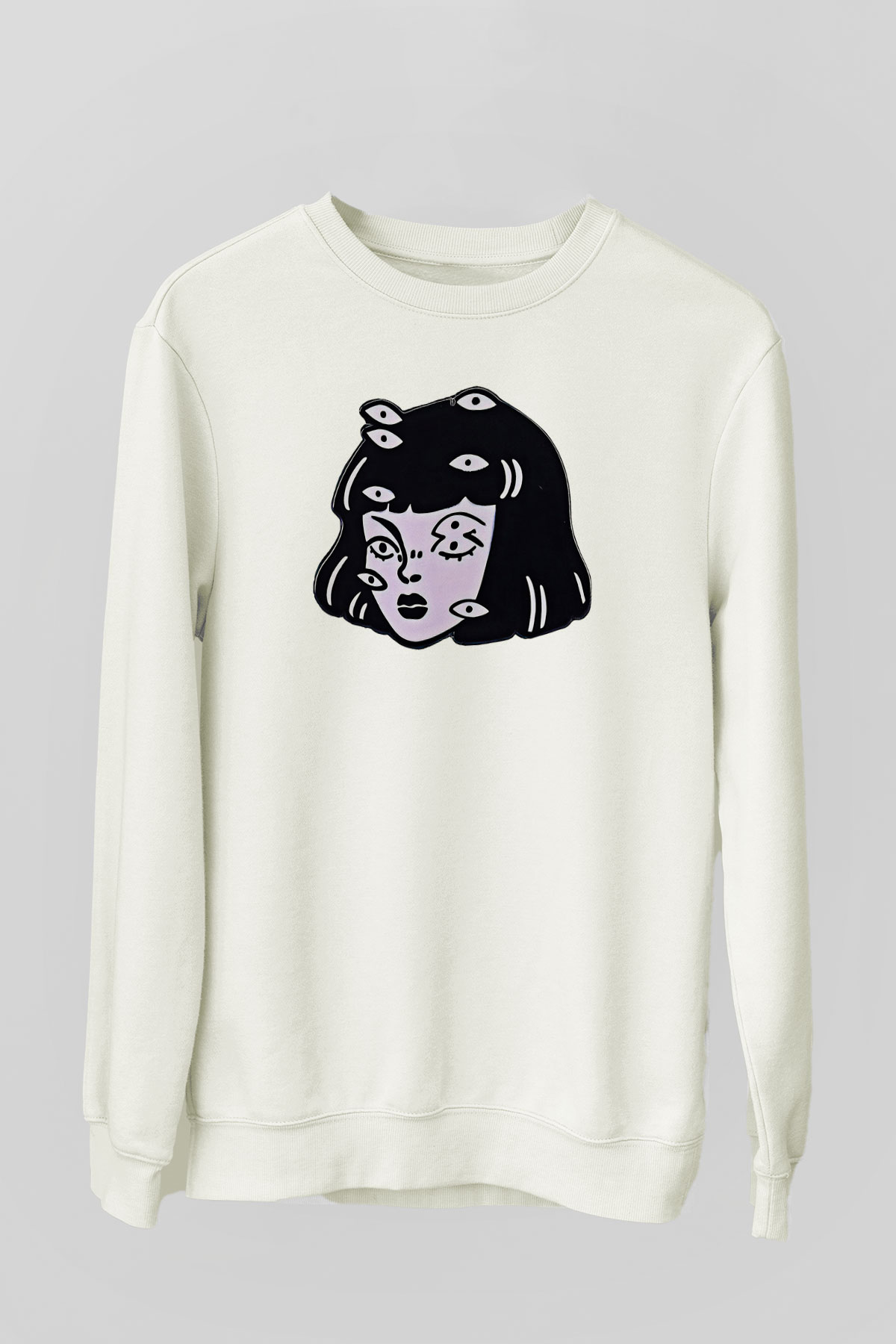 Halloween Baskılı Beyaz Unisex Sweatshirt