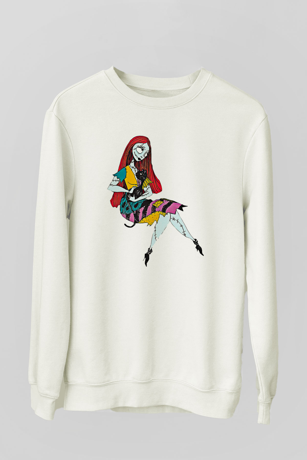 Halloween Baskılı Beyaz Unisex Sweatshirt