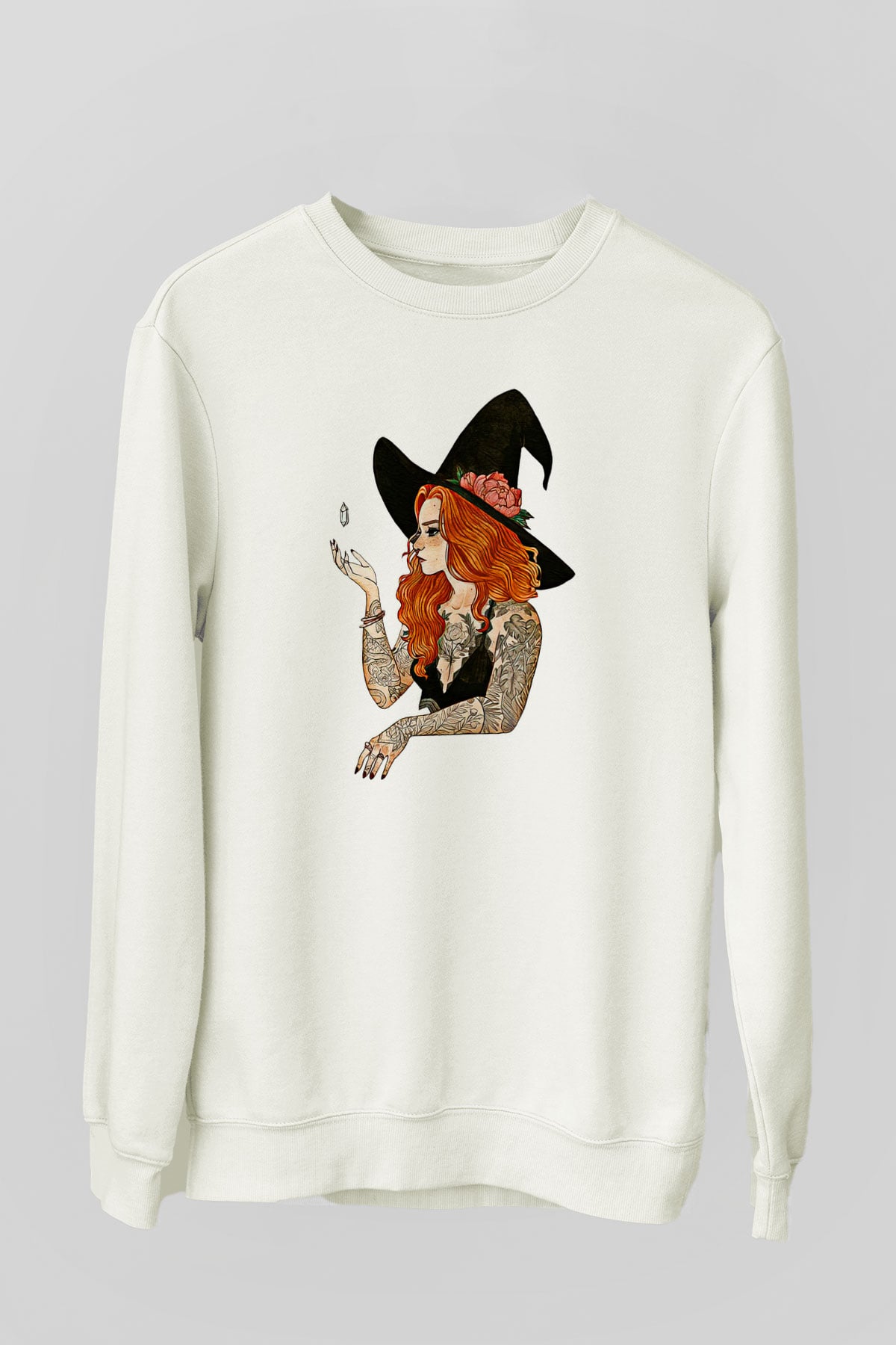 Halloween Baskılı Beyaz Unisex Sweatshirt