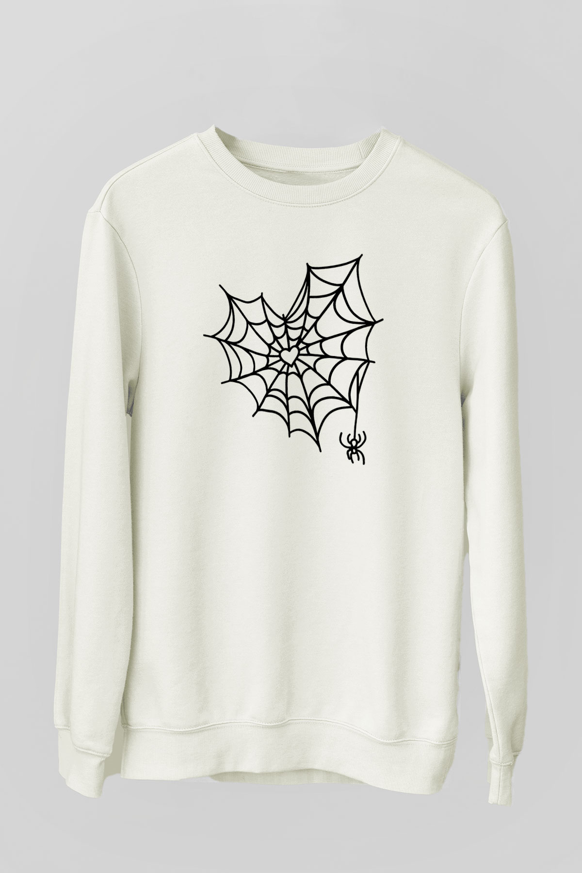 Halloween Baskılı Beyaz Unisex Sweatshirt