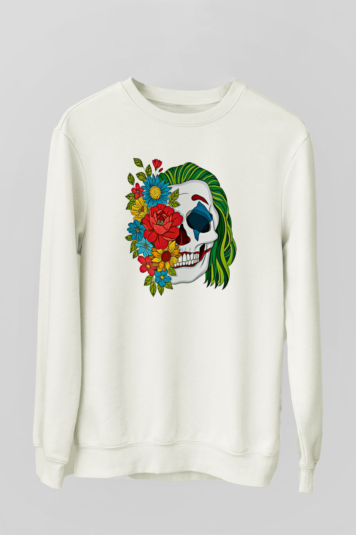 Halloween Baskılı Beyaz Unisex Sweatshirt