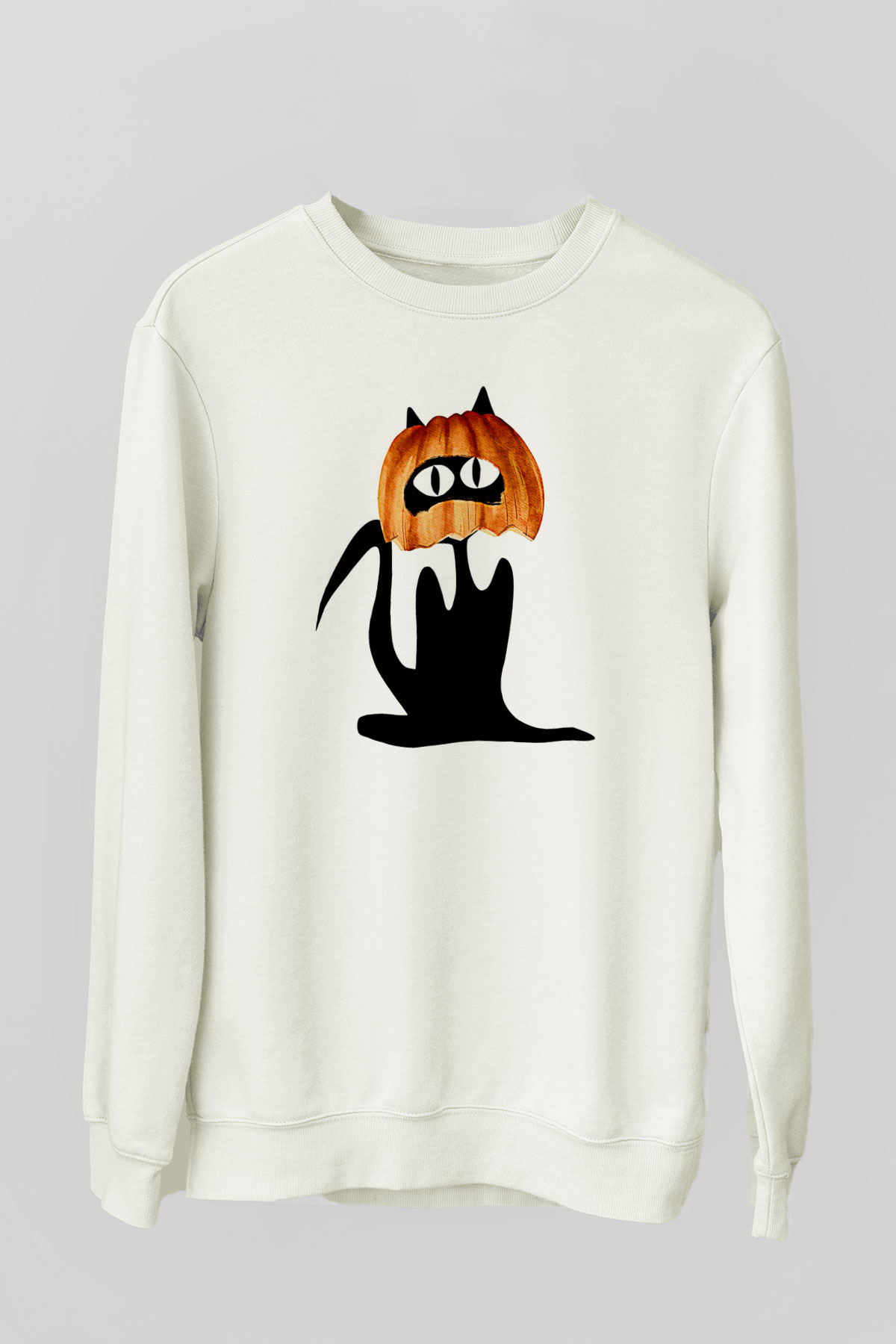 Halloween Baskılı Beyaz Unisex Sweatshirt