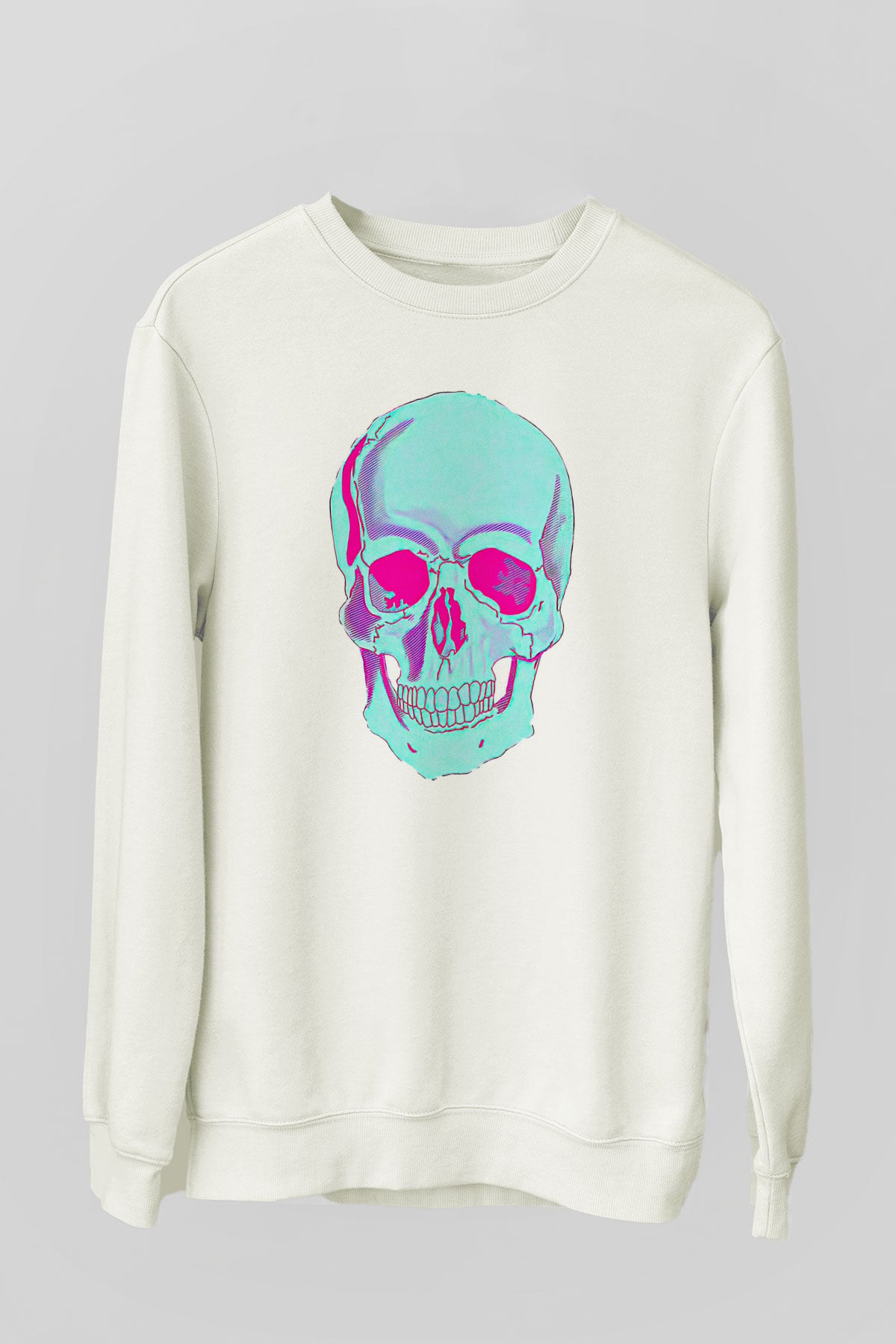 Halloween Baskılı Beyaz Unisex Sweatshirt