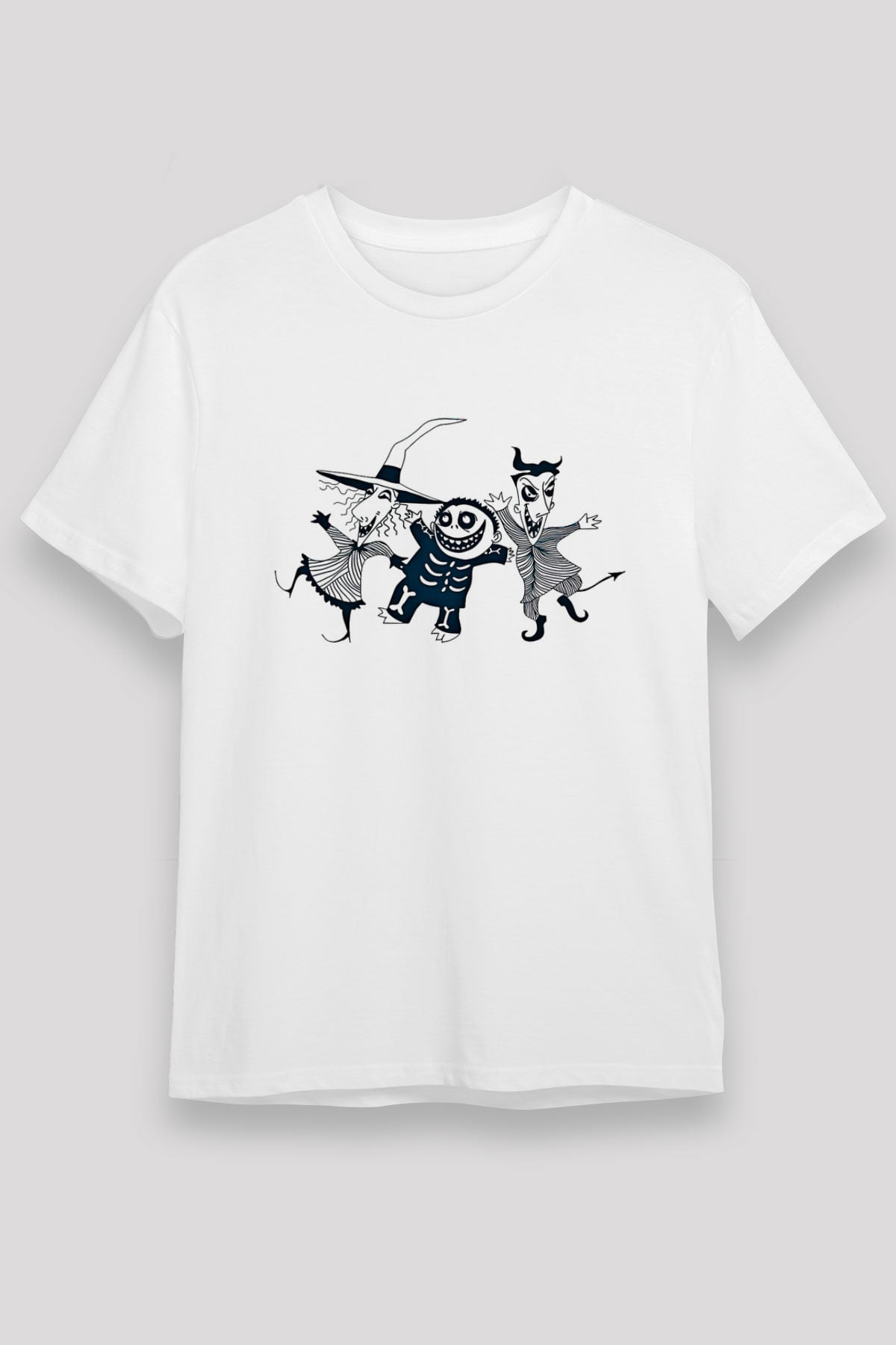 Halloween Baskılı Unisex Beyaz Tişört - Tshirt