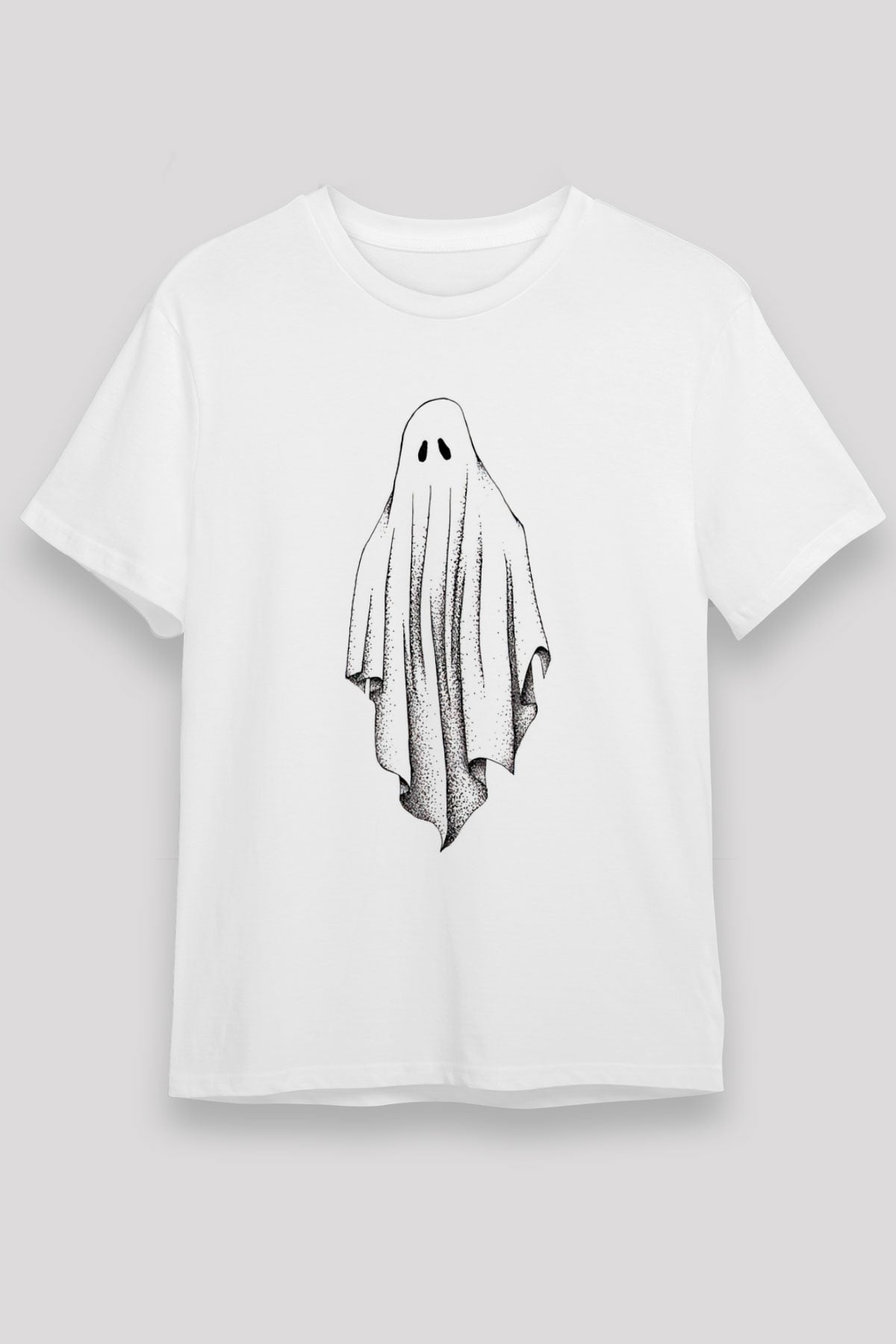 Halloween Baskılı Unisex Beyaz Tişört - Tshirt