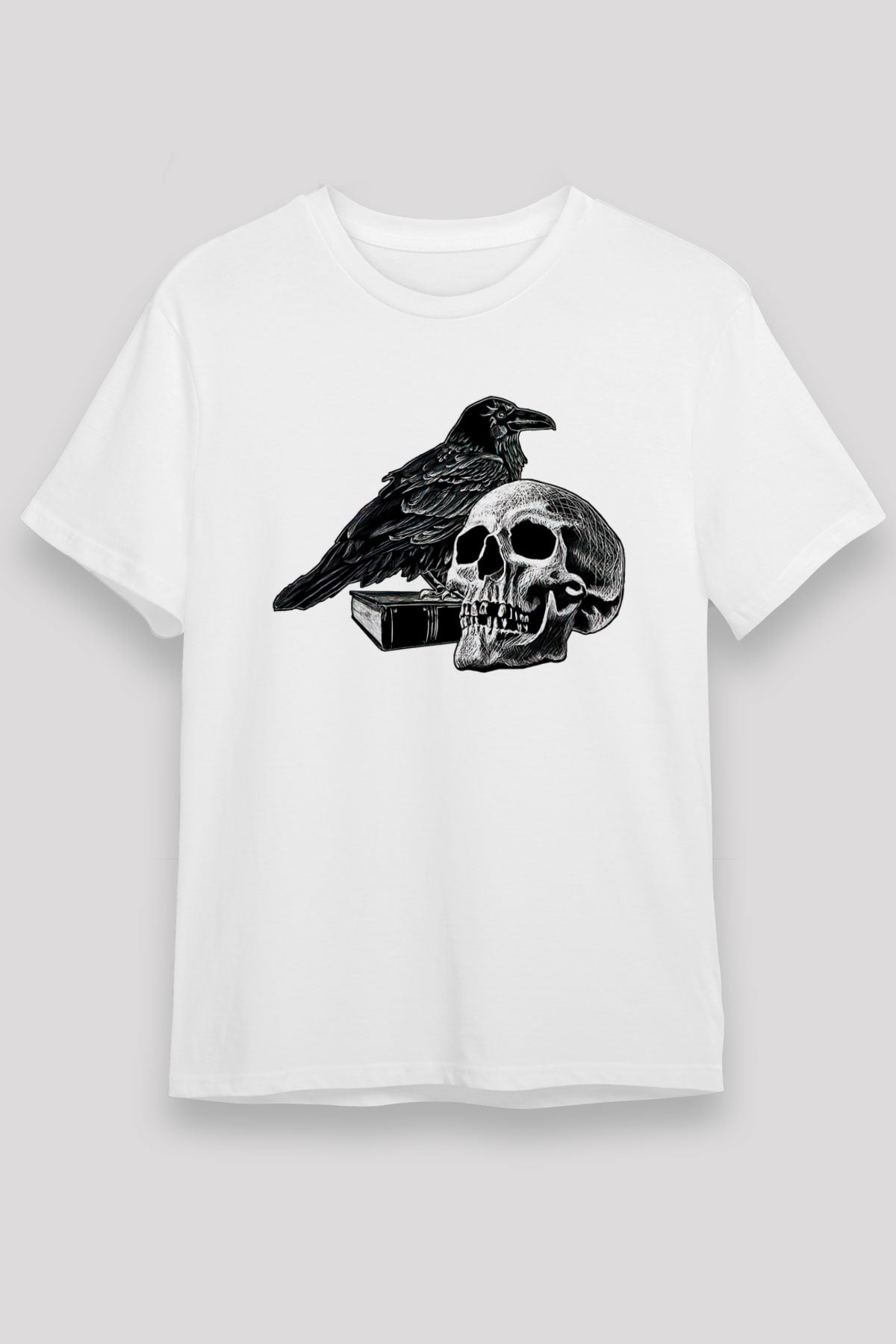 Halloween Baskılı Unisex Beyaz Tişört - Tshirt