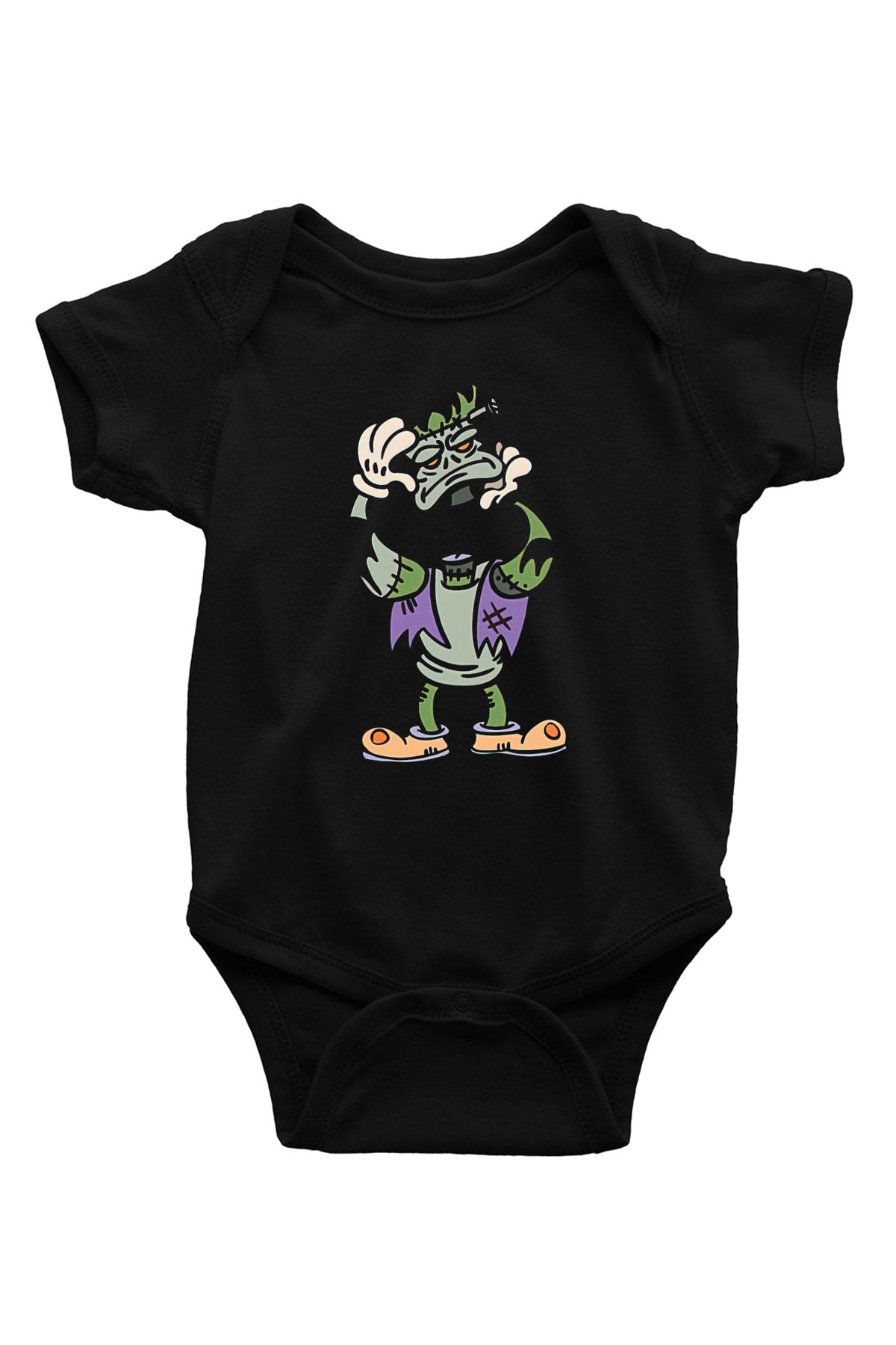 Halloween Baskılı Unisex Siyah Bebek Body - Zıbın
