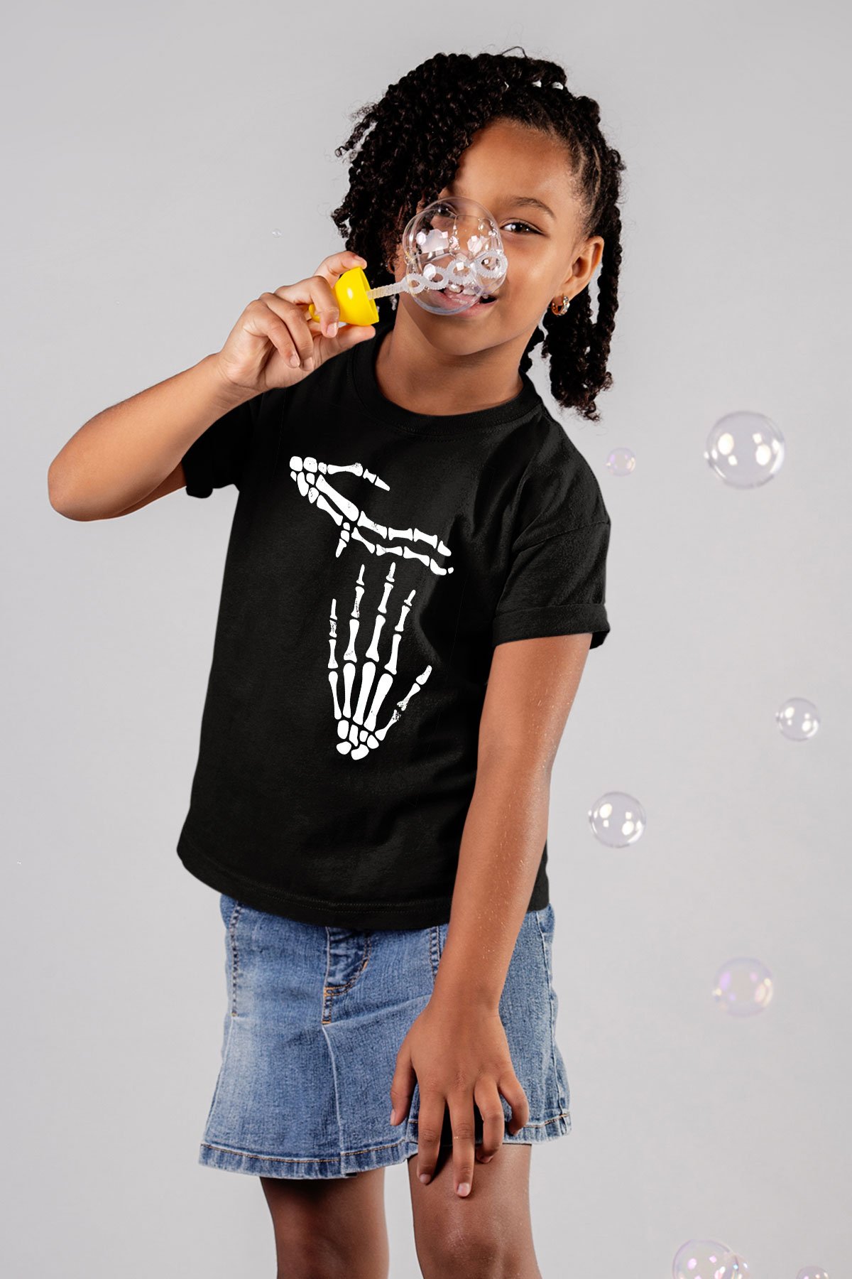 Halloween Baskılı Unisex Siyah Çocuk Tişört - Tshirt