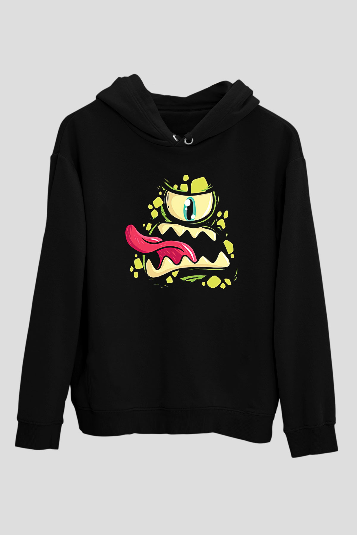 Halloween Baskılı Unisex Siyah Hoodie