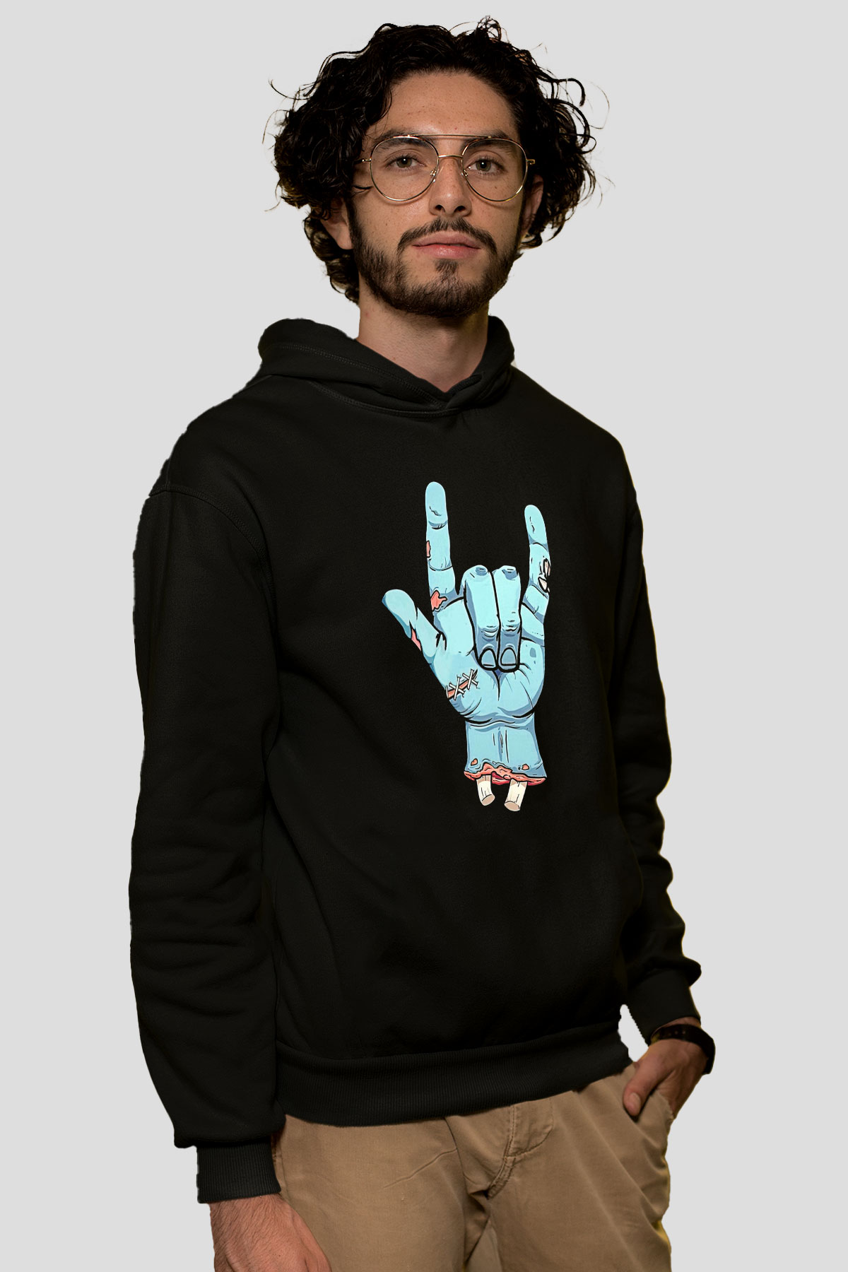 Halloween Baskılı Unisex Siyah Hoodie